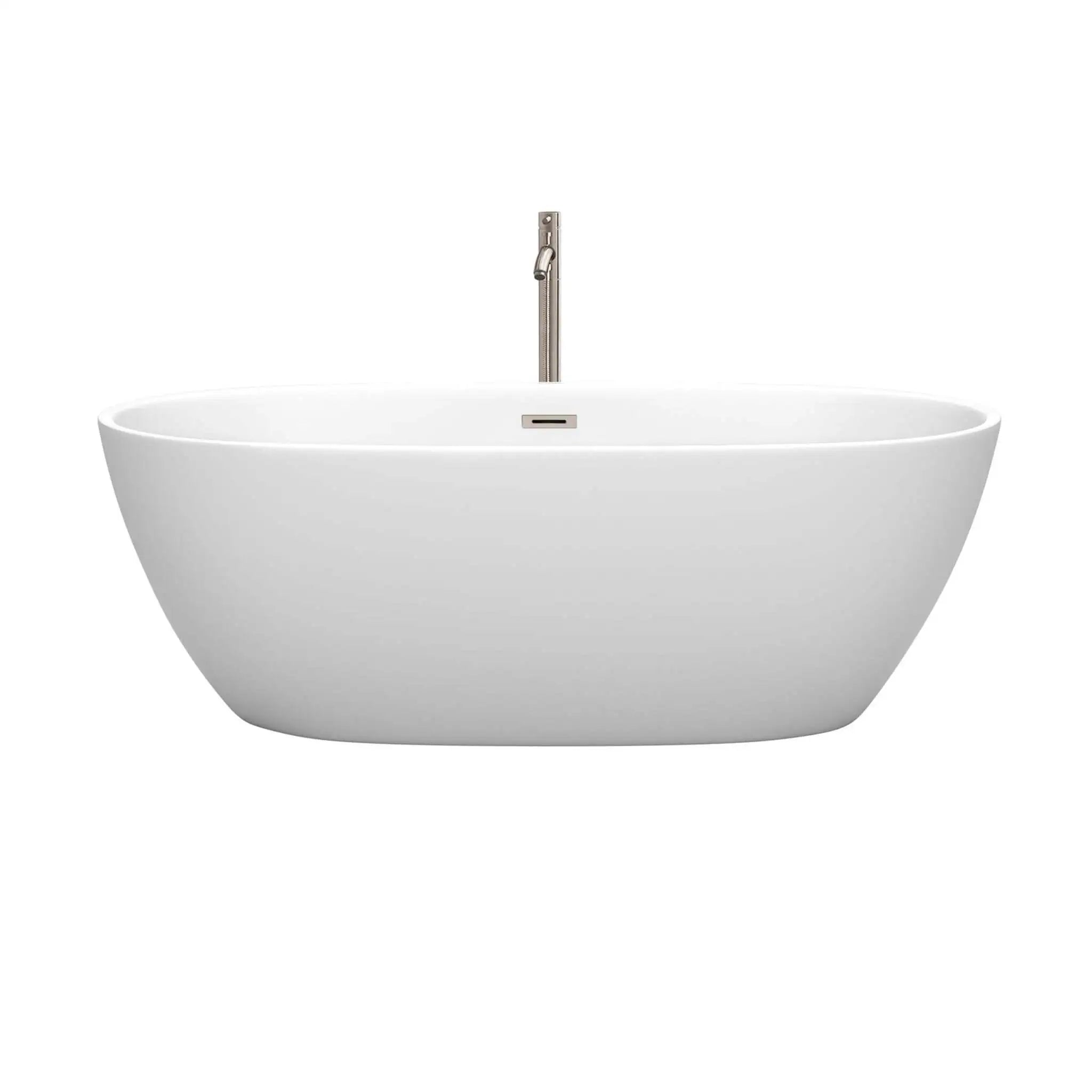 67" Matte White Freestanding Bathtub with Brushed Nickel - Juno by Wyndham (WCBTE306167MWATP11BN) image 2