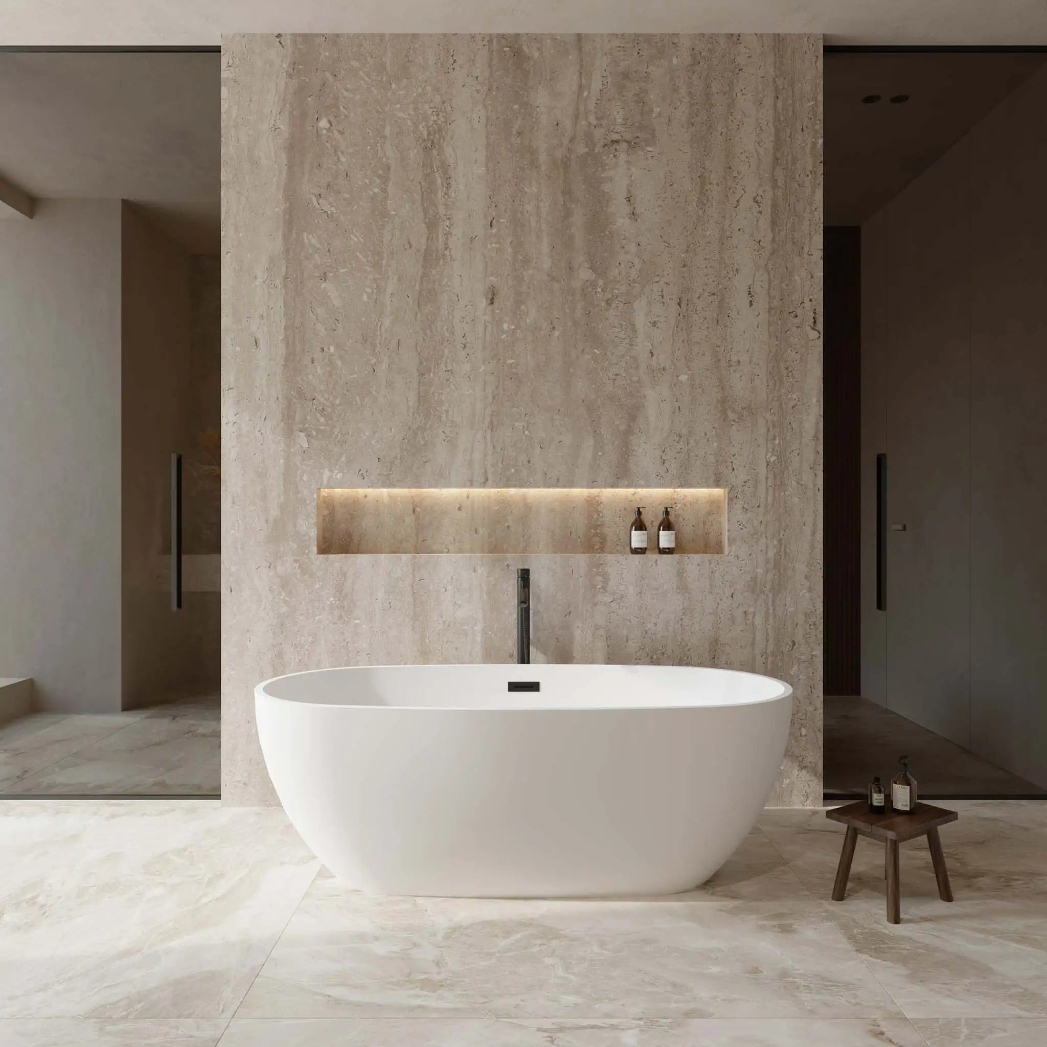 67" Matte White Freestanding Bathtub with Matte Black Faucet - Juno by Wyndham (WCBTE306167MWMBATPBK) image 1