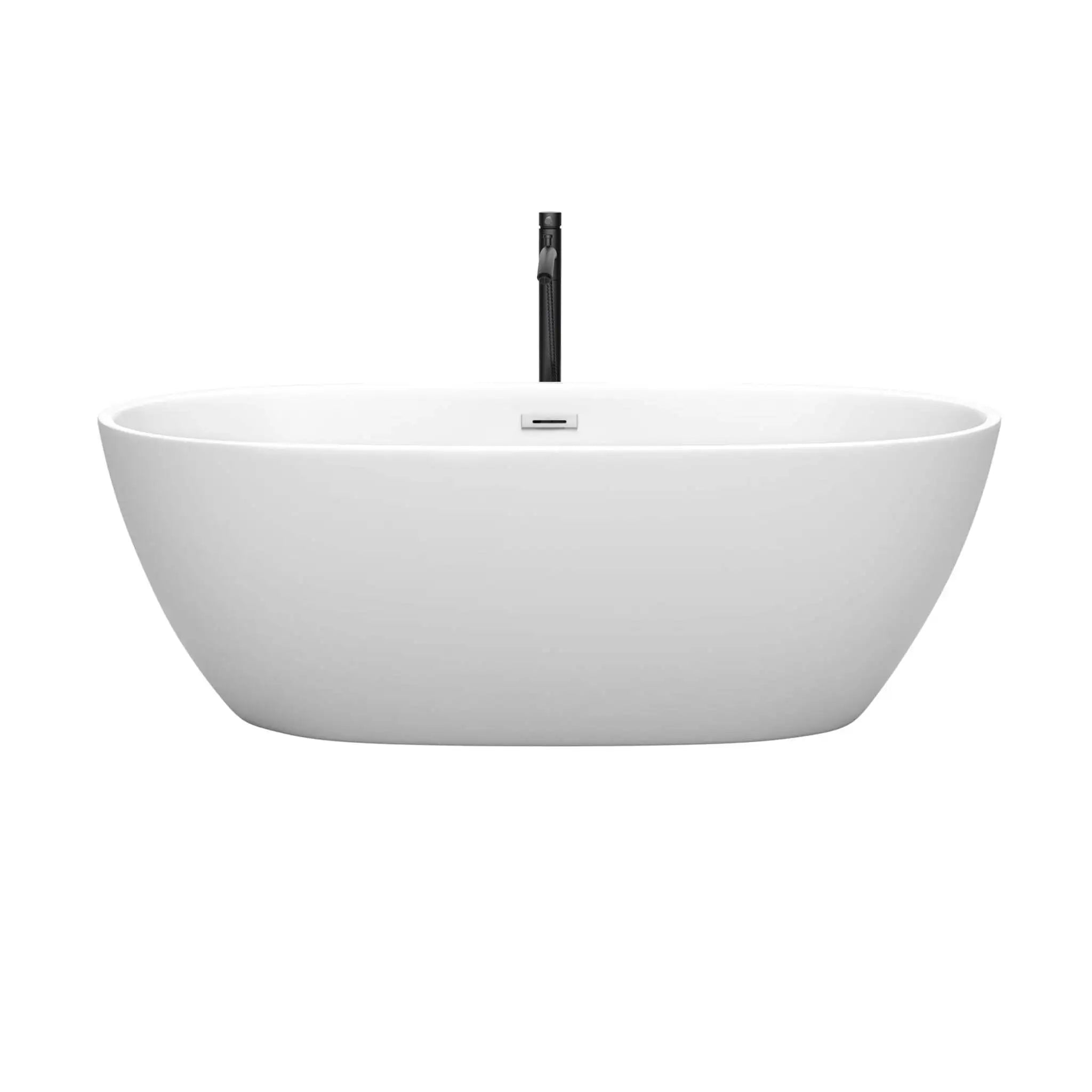 67" Matte White Freestanding Bathtub with Polished Chrome - Juno by Wyndham (WCBTE306167MWPCATPBK) image 2