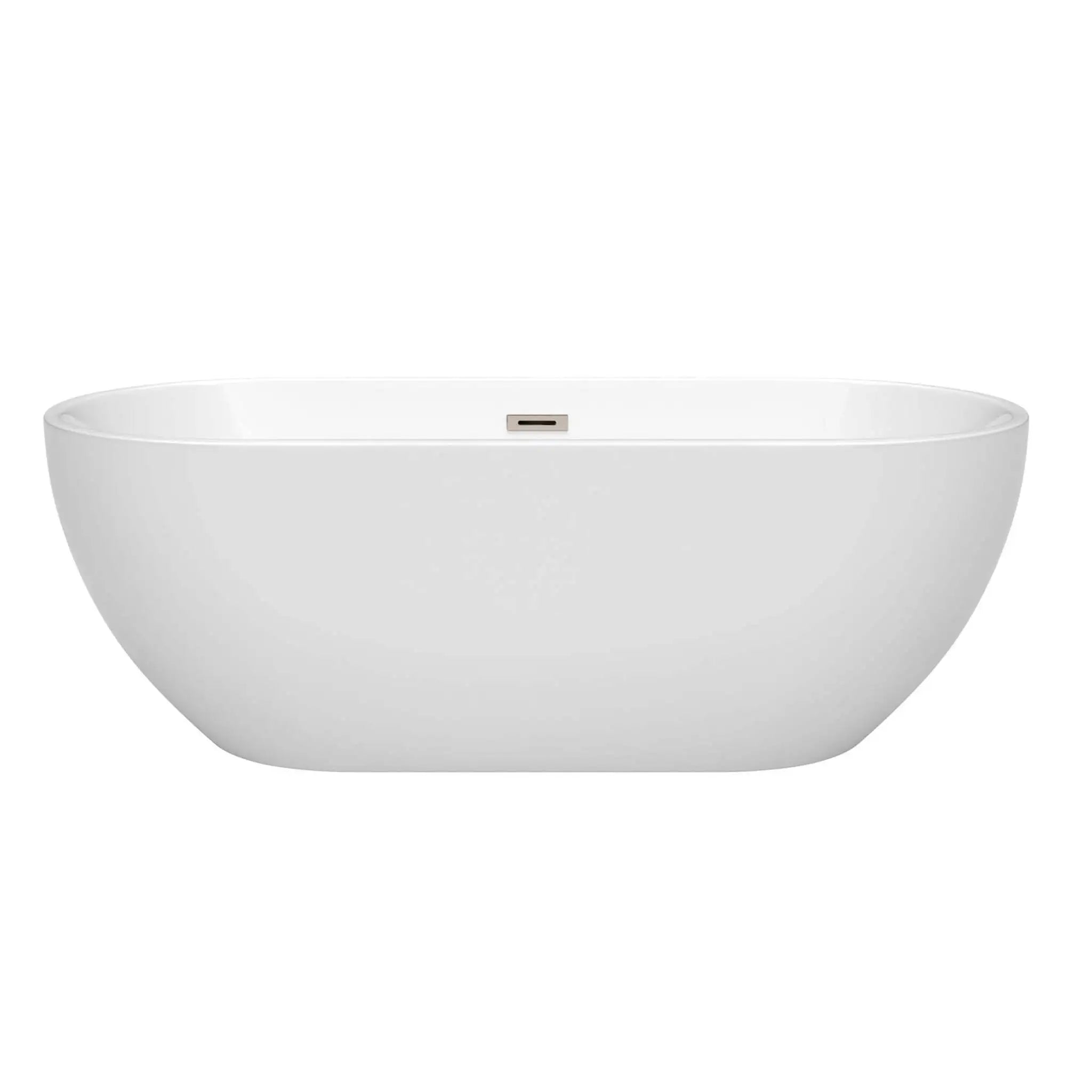 67" White Freestanding Bathtub, Brushed Nickel Trim - Brooklyn by Wyndham (WCOBT200067BNTRIM) image 2