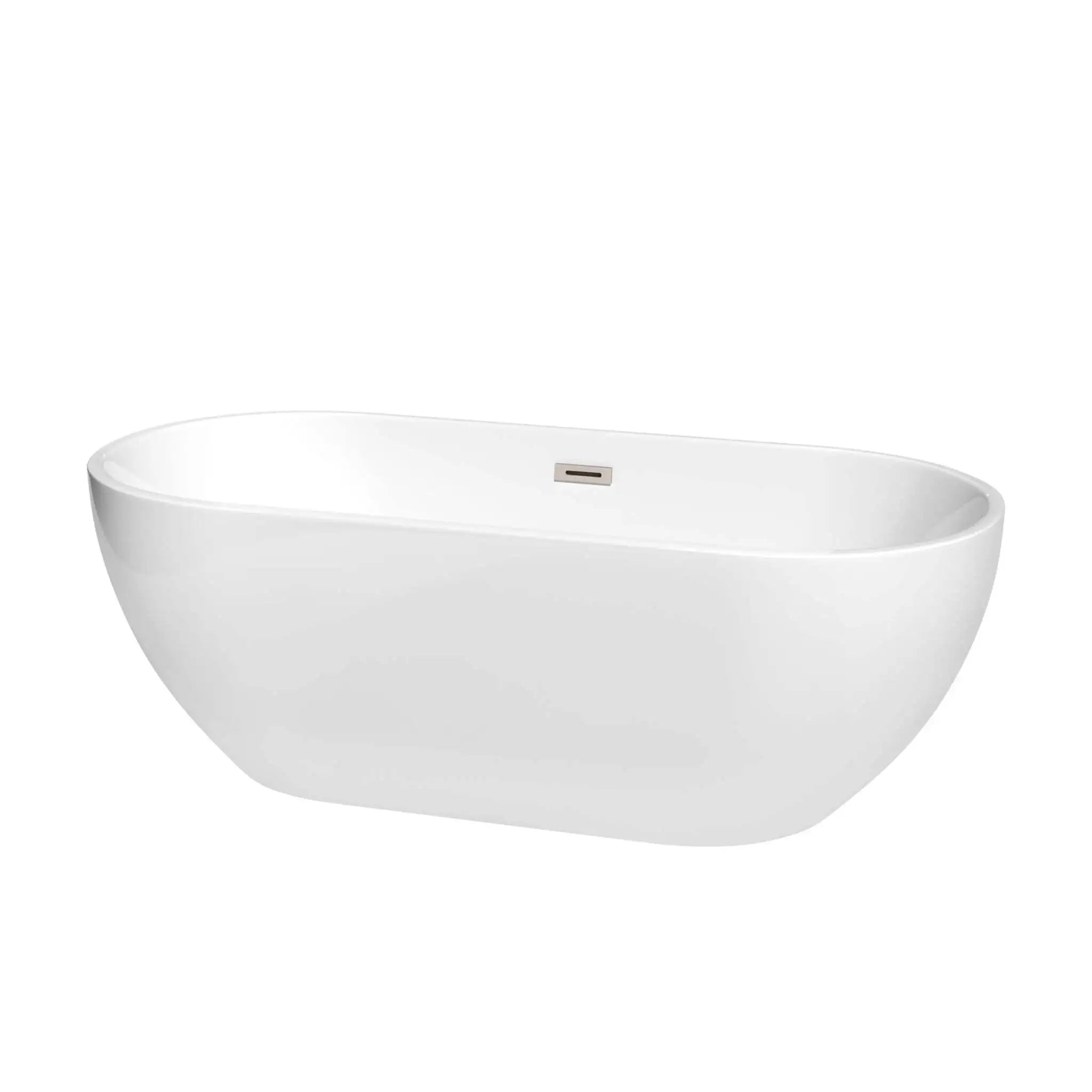 67" White Freestanding Bathtub, Brushed Nickel Trim - Brooklyn by Wyndham (WCOBT200067BNTRIM) image