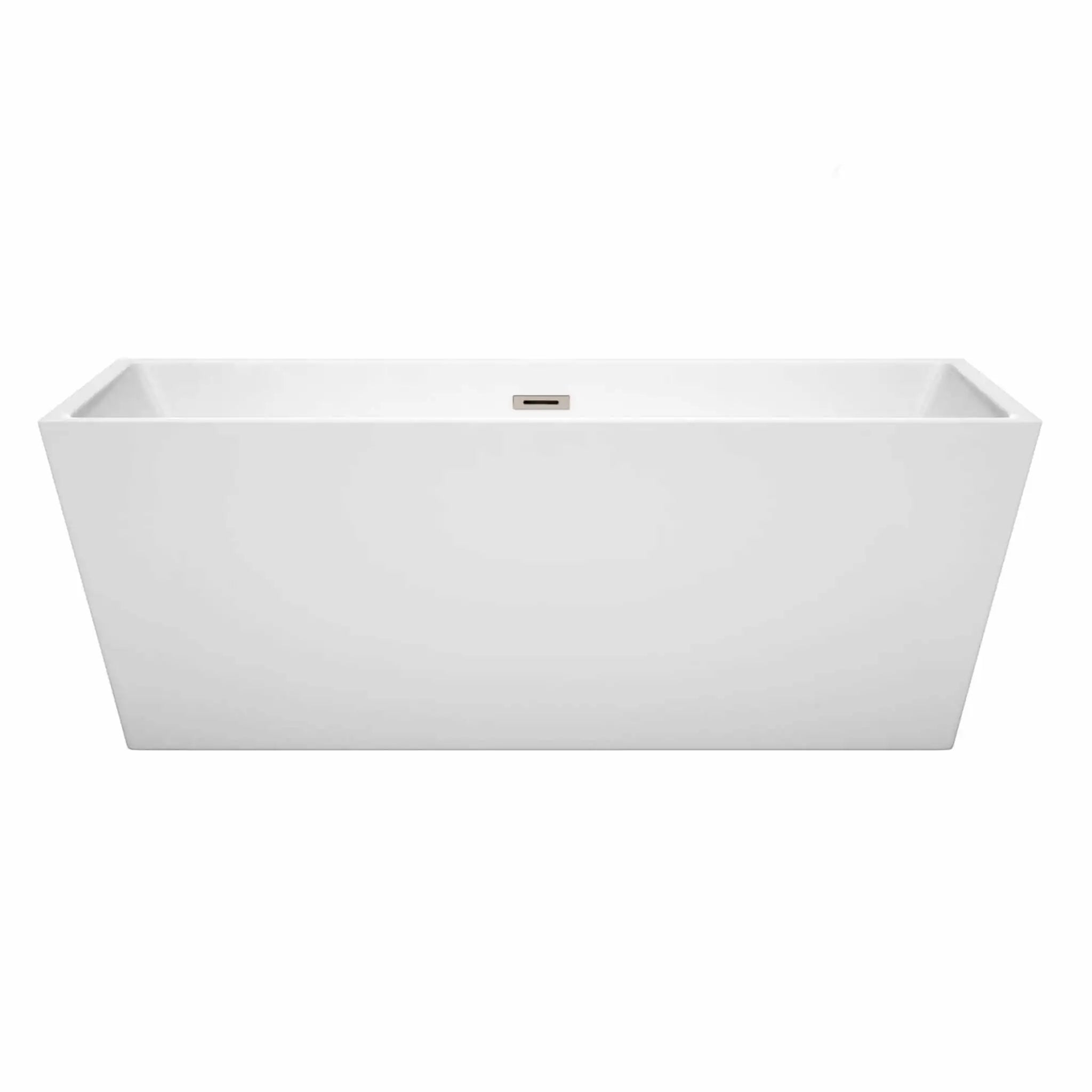 67" White Freestanding Bathtub, Brushed Nickel Trim - Sara by Wyndham (WCBTK151467BNTRIM) image 2