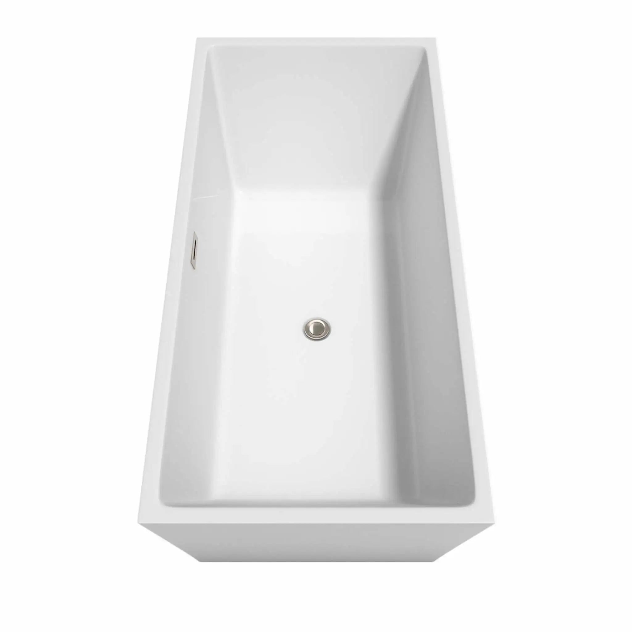67" White Freestanding Bathtub, Brushed Nickel Trim - Sara by Wyndham (WCBTK151467BNTRIM) image 4