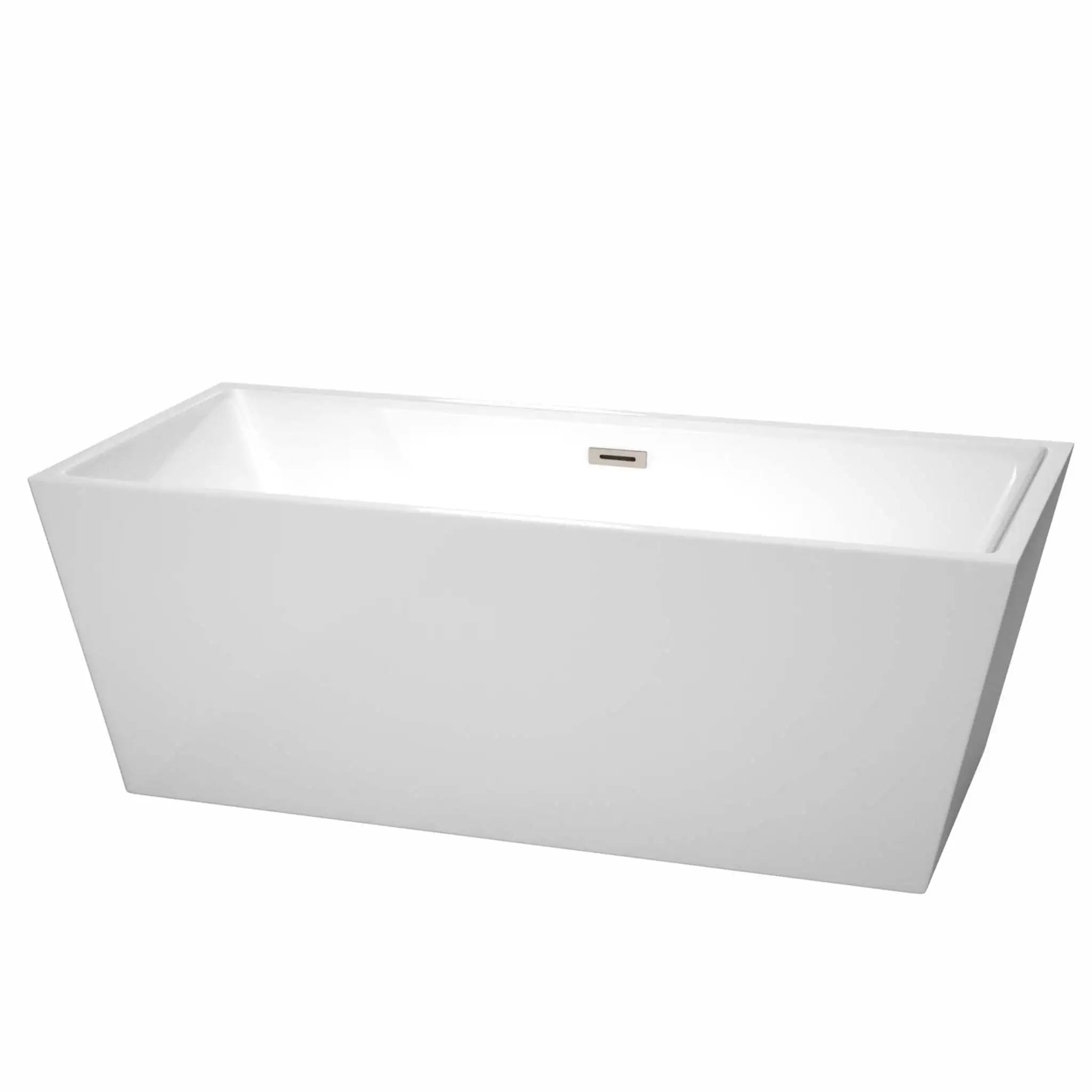 67" White Freestanding Bathtub, Brushed Nickel Trim - Sara by Wyndham (WCBTK151467BNTRIM) image