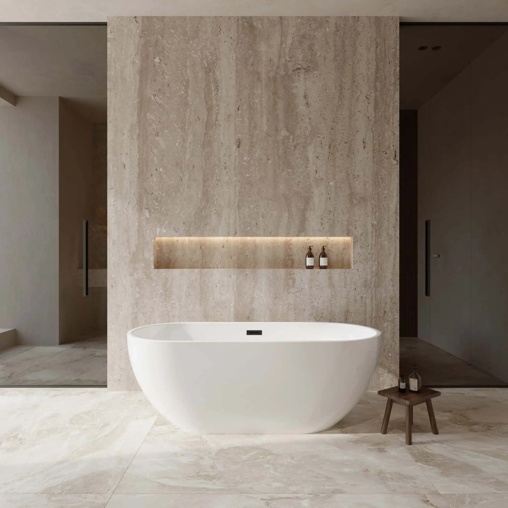67" White Freestanding Bathtub, Matte Black Trim - Brooklyn by Wyndham (WCOBT200067MBTRIM) image 1