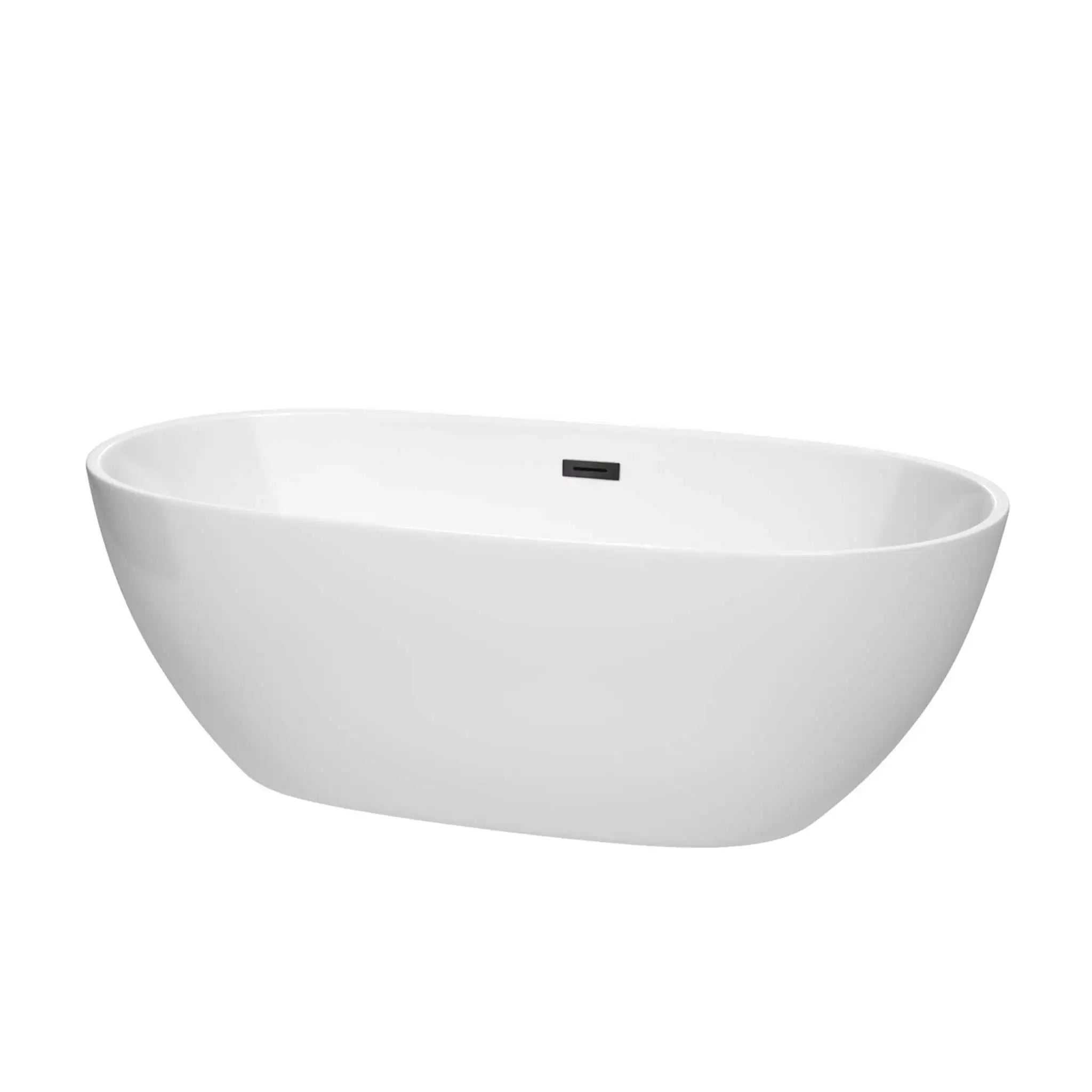 67" White Freestanding Bathtub, Matte Black Trim - Juno by Wyndham (WCBTK156167MBTRIM) image