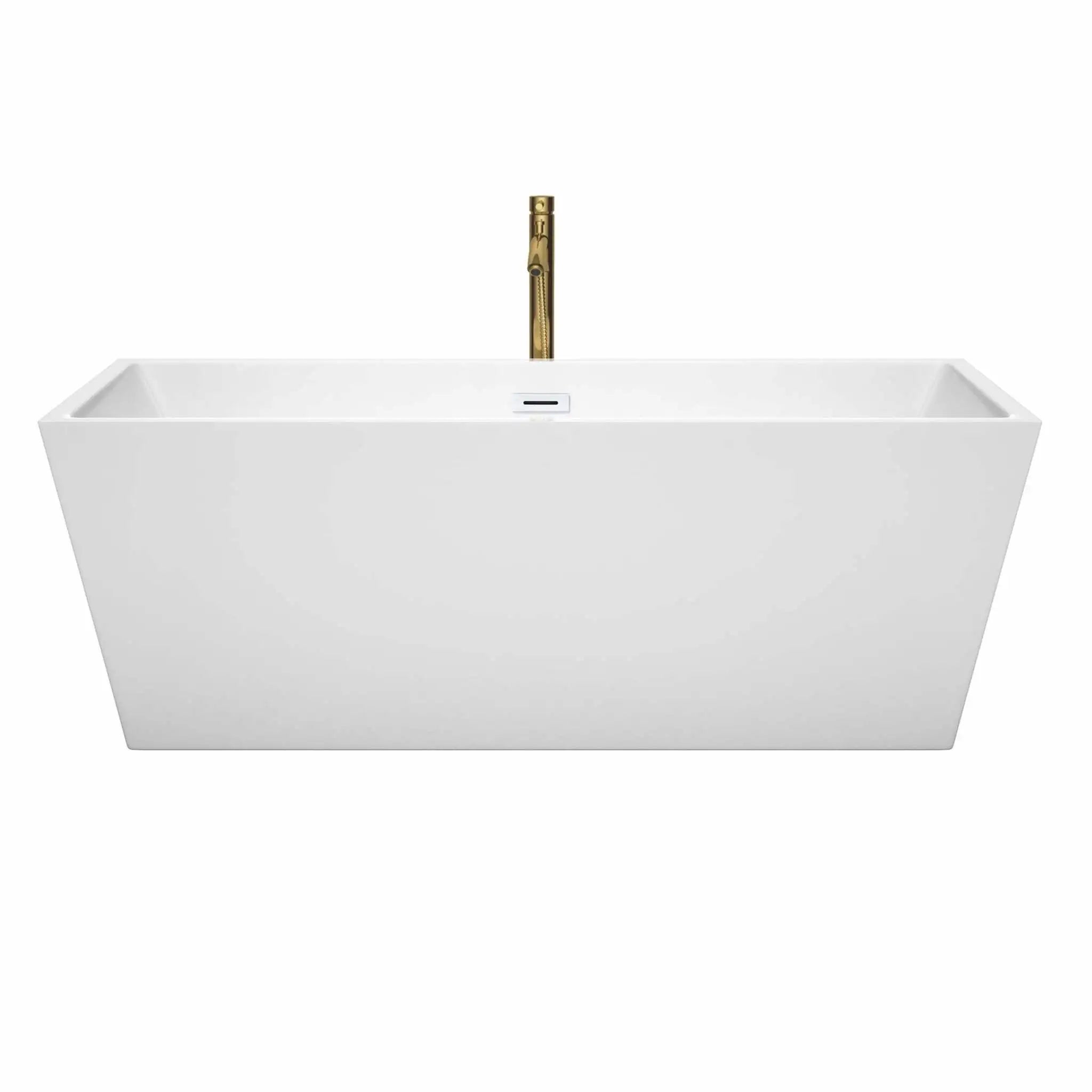 67" White Freestanding Bathtub with Brushed Gold Faucet - Sara by Wyndham (WCBTK151467SWATPGD) image 2