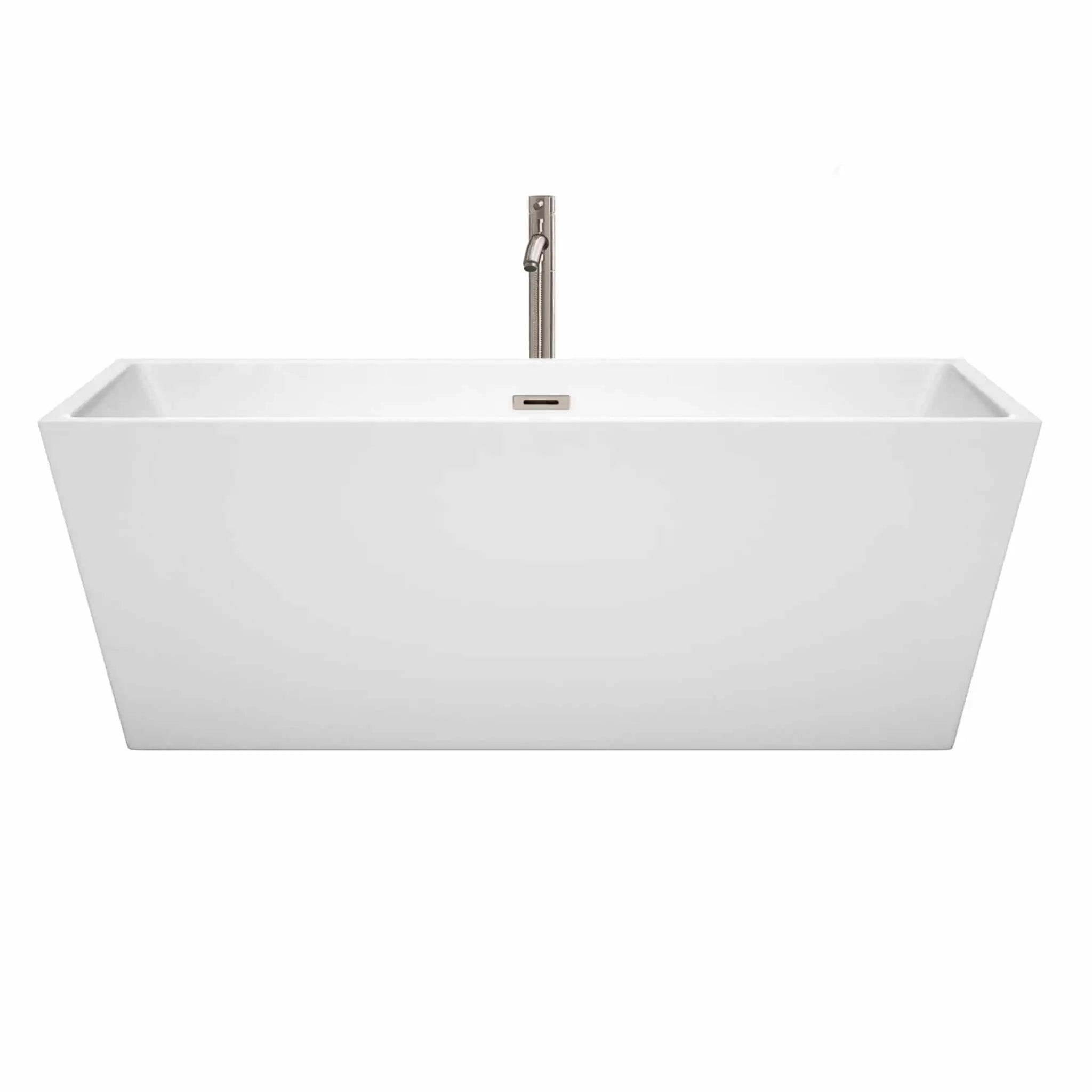 67" White Freestanding Bathtub with Brushed Nickel Faucet - Sara by Wyndham (WCBTK151467ATP11BN) image 2