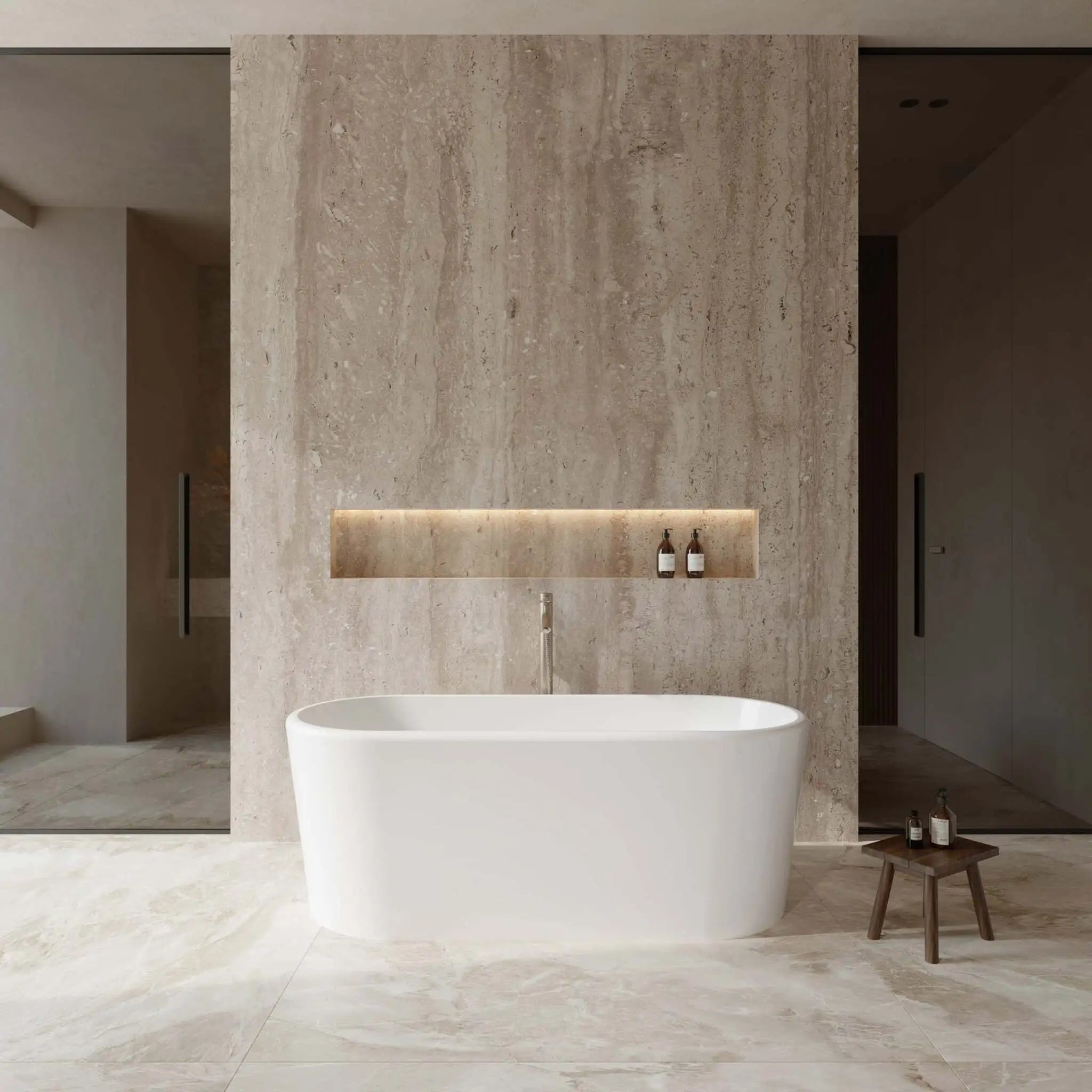 67" White Freestanding Bathtub with Brushed Nickel Faucet - Ursula by Wyndham (WCBTK151167ATP11BN) image 1