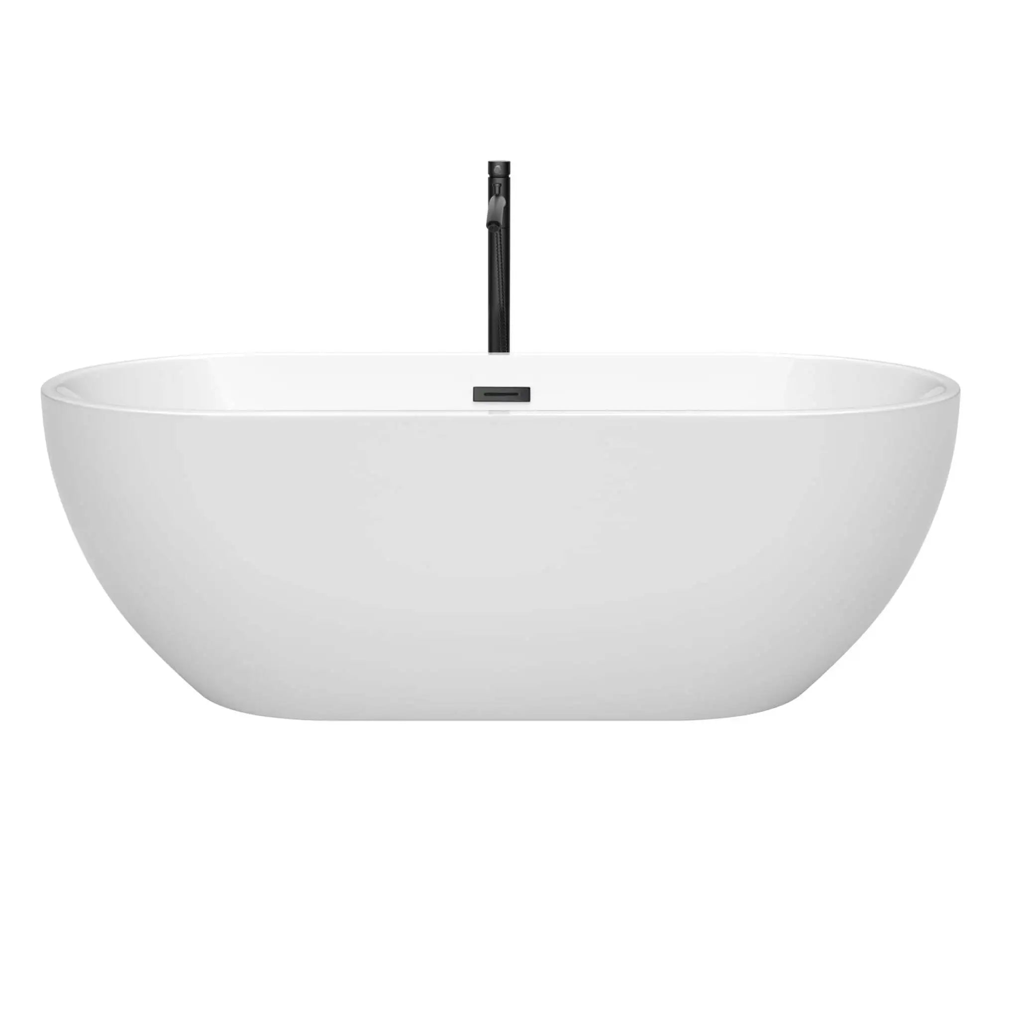 67" White Freestanding Bathtub with Matte Black Faucet - Brooklyn by Wyndham (WCOBT200067MBATPBK) image 2