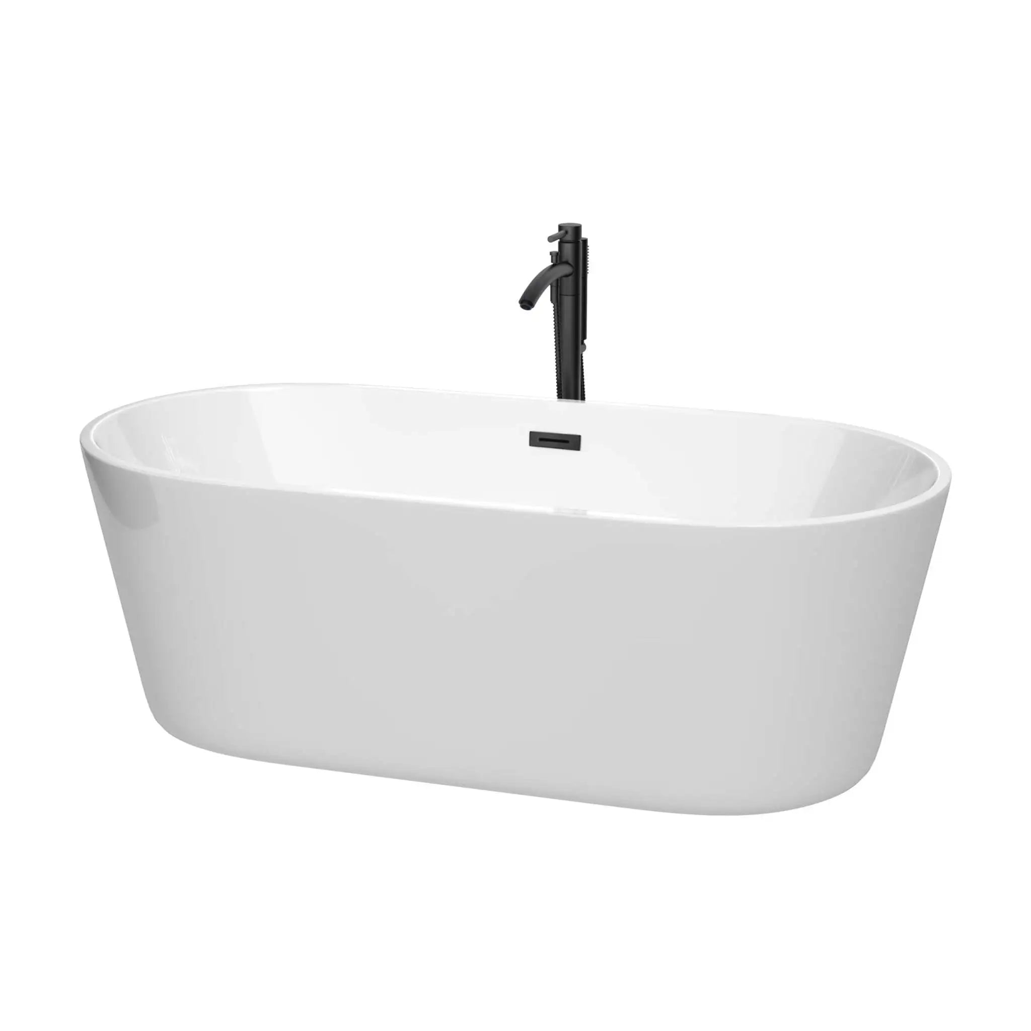 67" White Freestanding Bathtub with Matte Black Faucet - Carissa CD by Wyndham (WCOBT101567MBATPBK) image