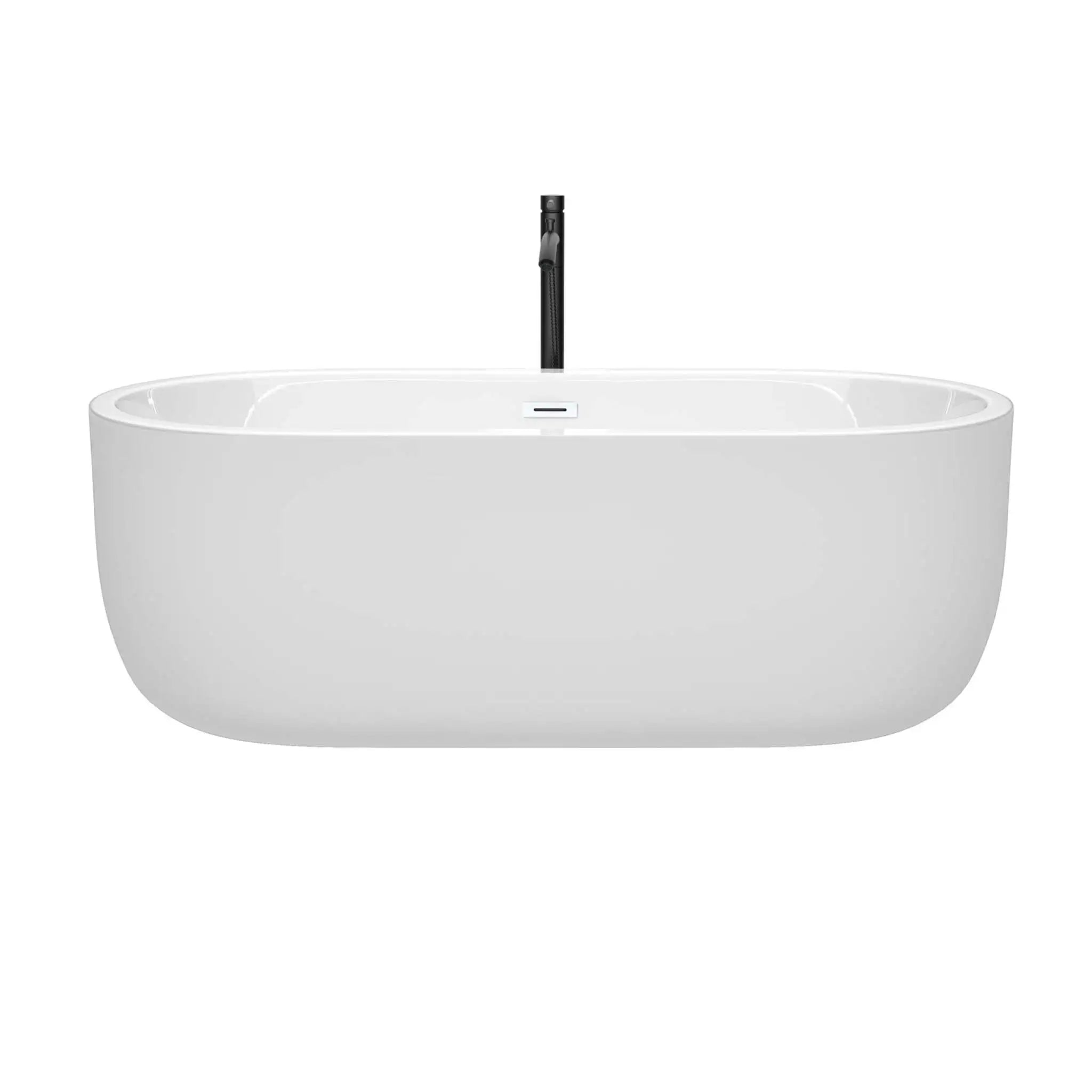 67" White Freestanding Bathtub with Matte Black Faucet - Juliette by Wyndham (WCOBT101367SWATPBK) image 2