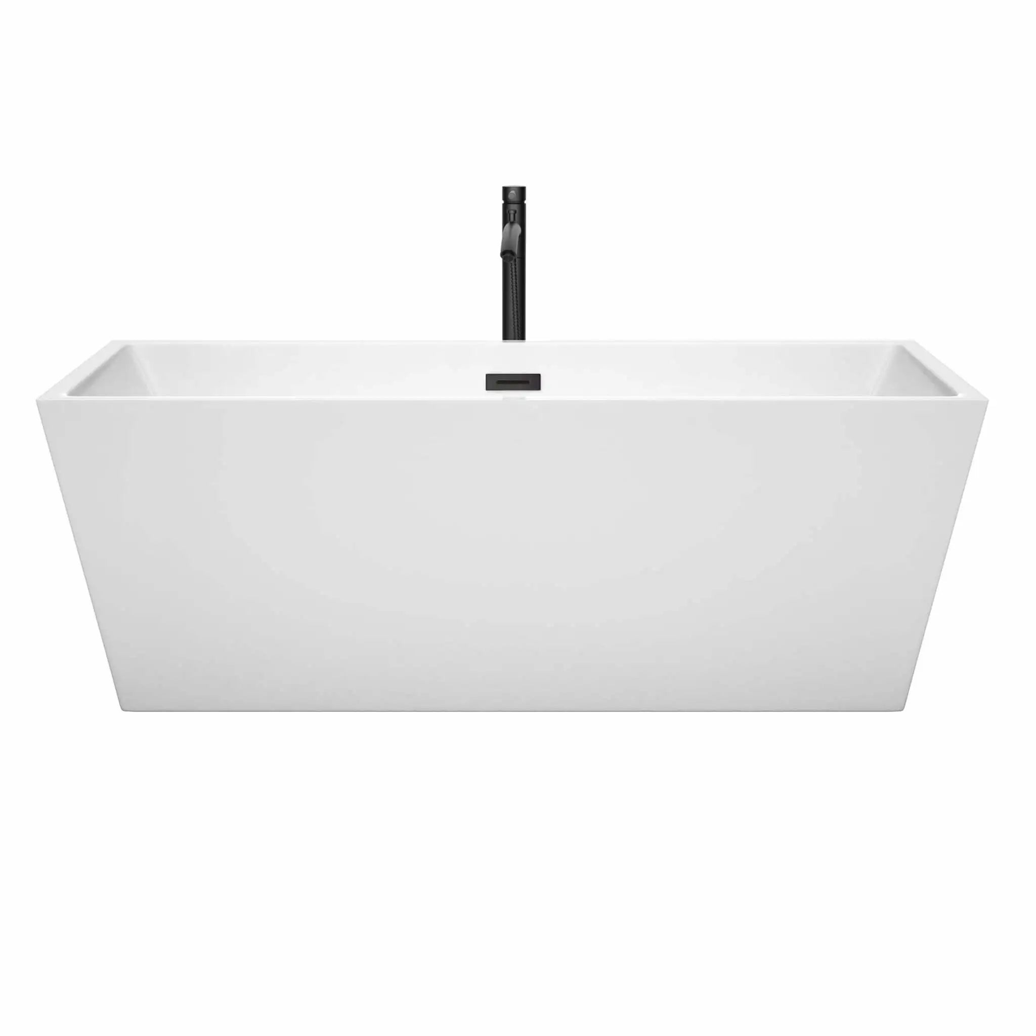 67" White Freestanding Bathtub with Matte Black Faucet - Sara by Wyndham (WCBTK151467MBATPBK) image 2