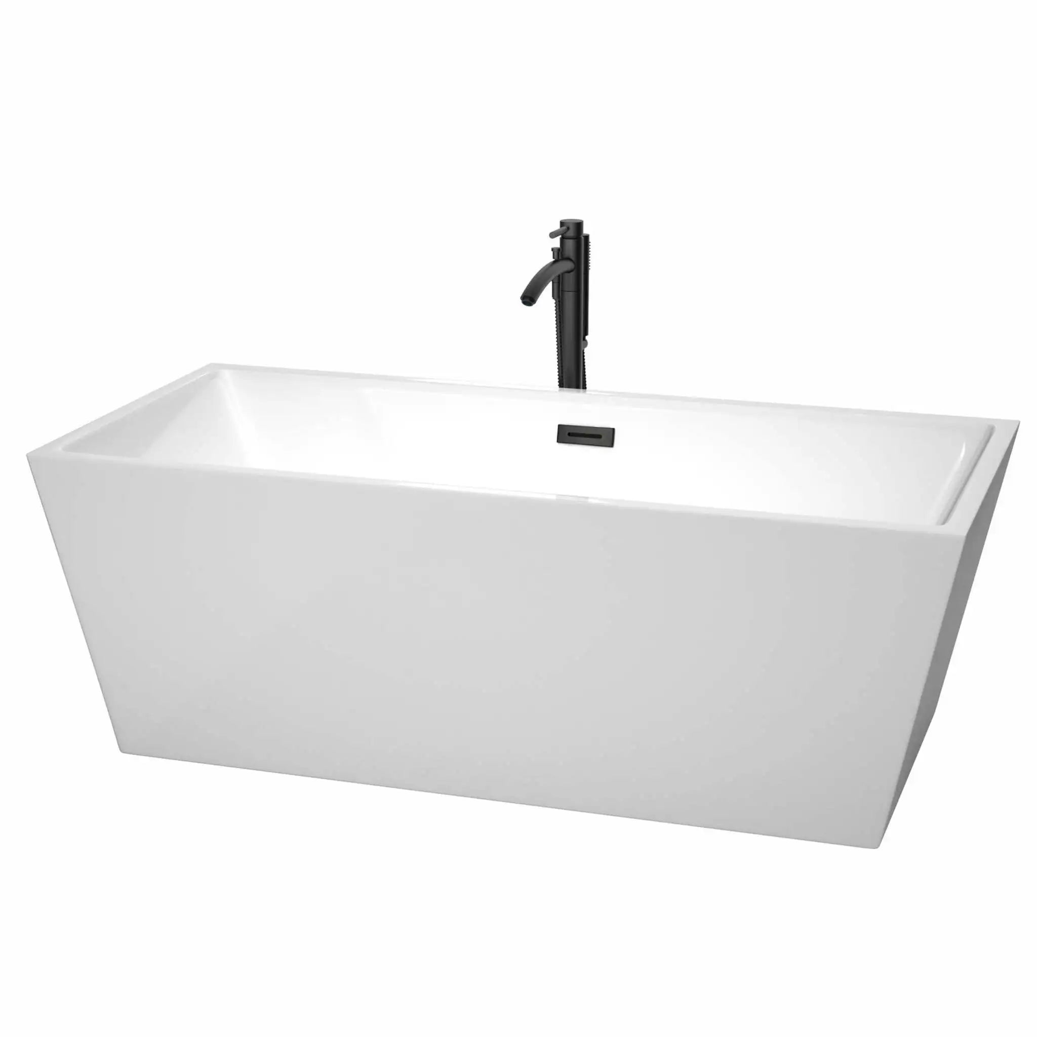 67" White Freestanding Bathtub with Matte Black Faucet - Sara by Wyndham (WCBTK151467MBATPBK) image