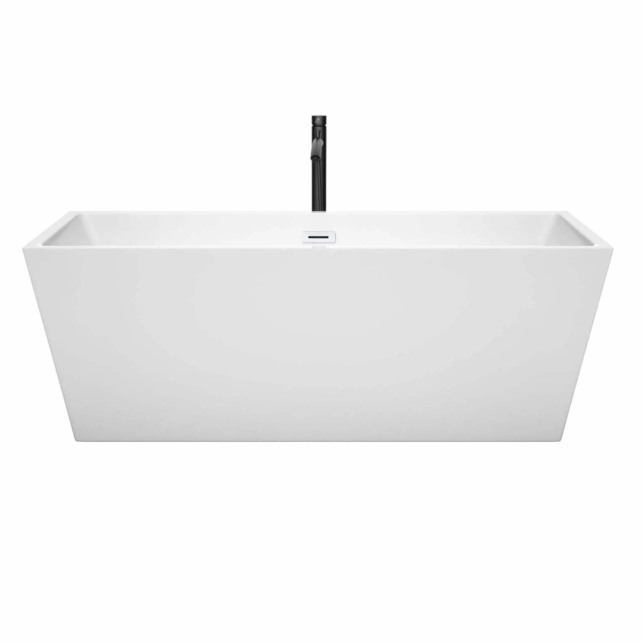 67" White Freestanding Bathtub with Matte Black Faucet - Sara by Wyndham (WCBTK151467SWATPBK) image 2