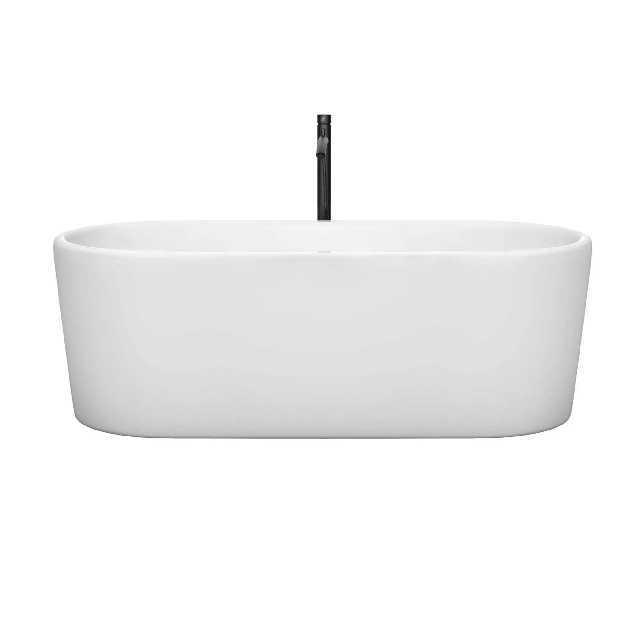 67" White Freestanding Bathtub with Matte Black Faucet - Ursula by Wyndham (WCBTK151167MBATPBK) image 2