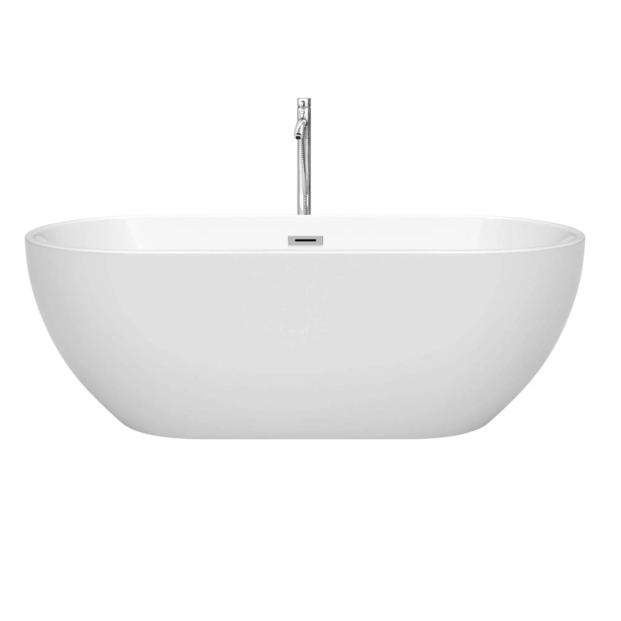 67" White Freestanding Bathtub with Polished Chrome Faucet - Brooklyn by Wyndham (WCOBT200067ATP11PC) image 2