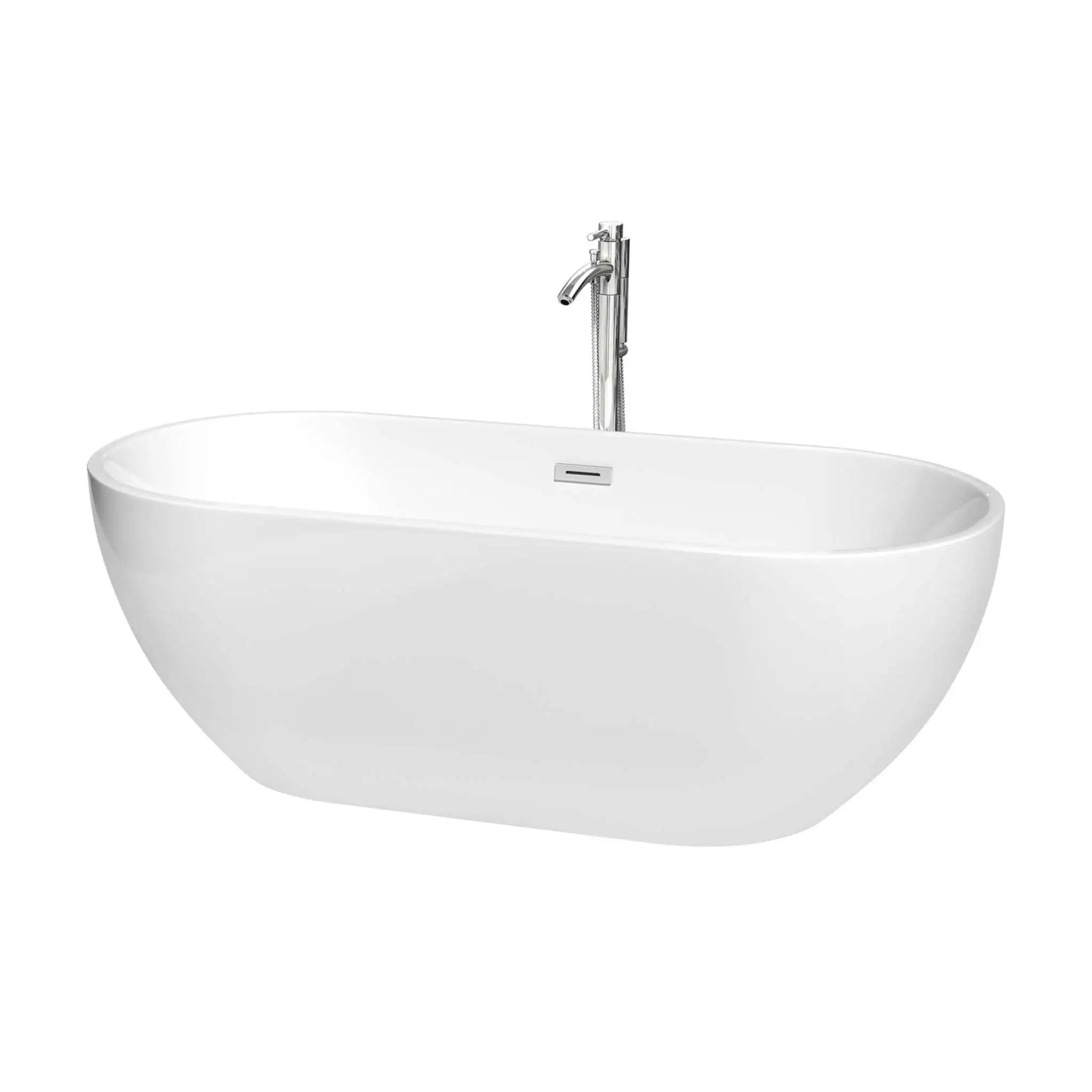 67" White Freestanding Bathtub with Polished Chrome Faucet - Brooklyn by Wyndham (WCOBT200067ATP11PC) image