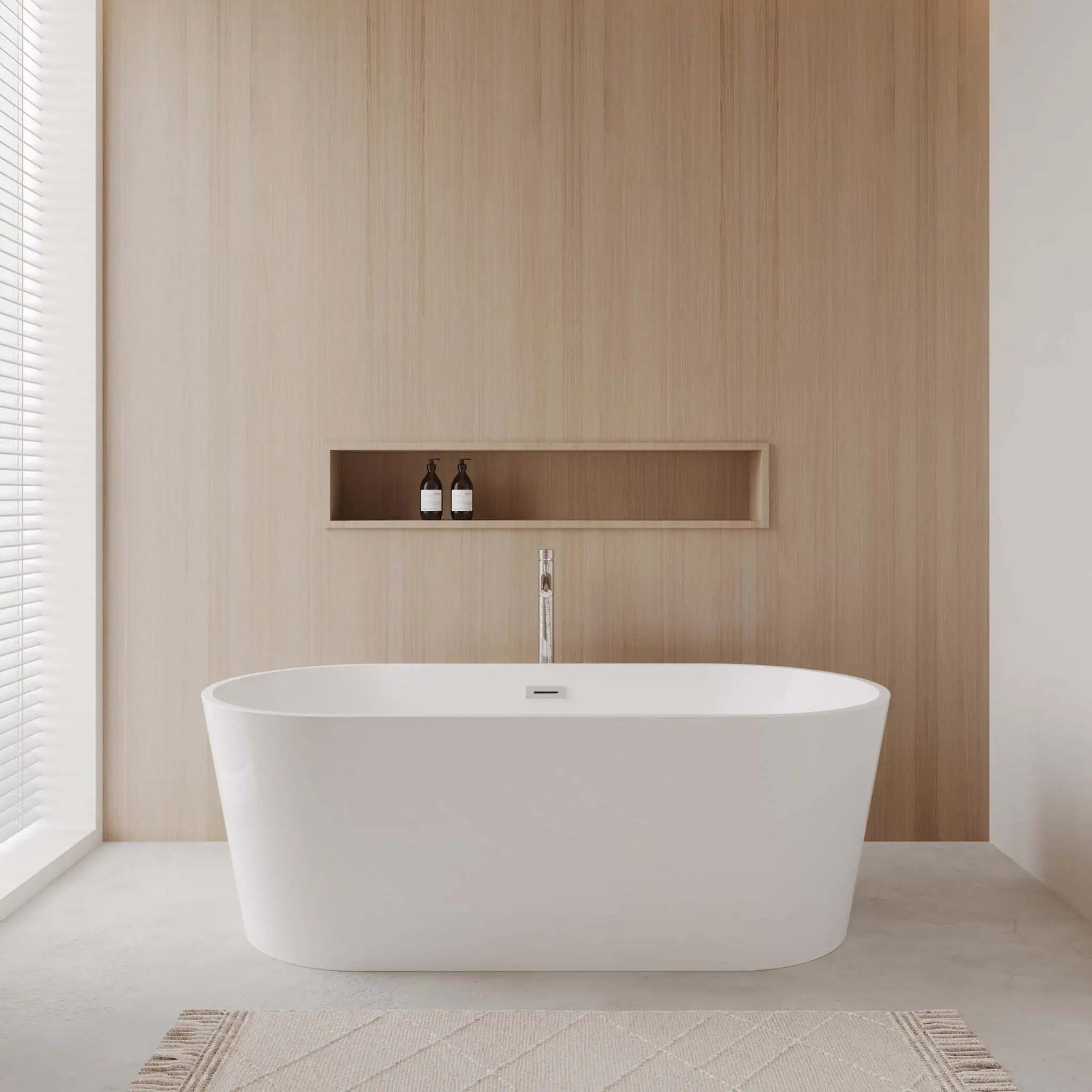 67" White Freestanding Bathtub with Polished Chrome Faucet - Carissa by Wyndham (WCOBT101267ATP11PC) image 1