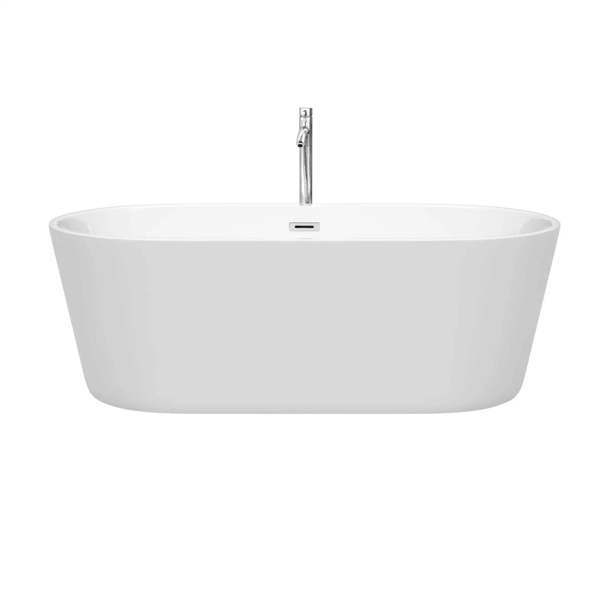 67" White Freestanding Bathtub with Polished Chrome Faucet - Carissa by Wyndham (WCOBT101267ATP11PC) image 2