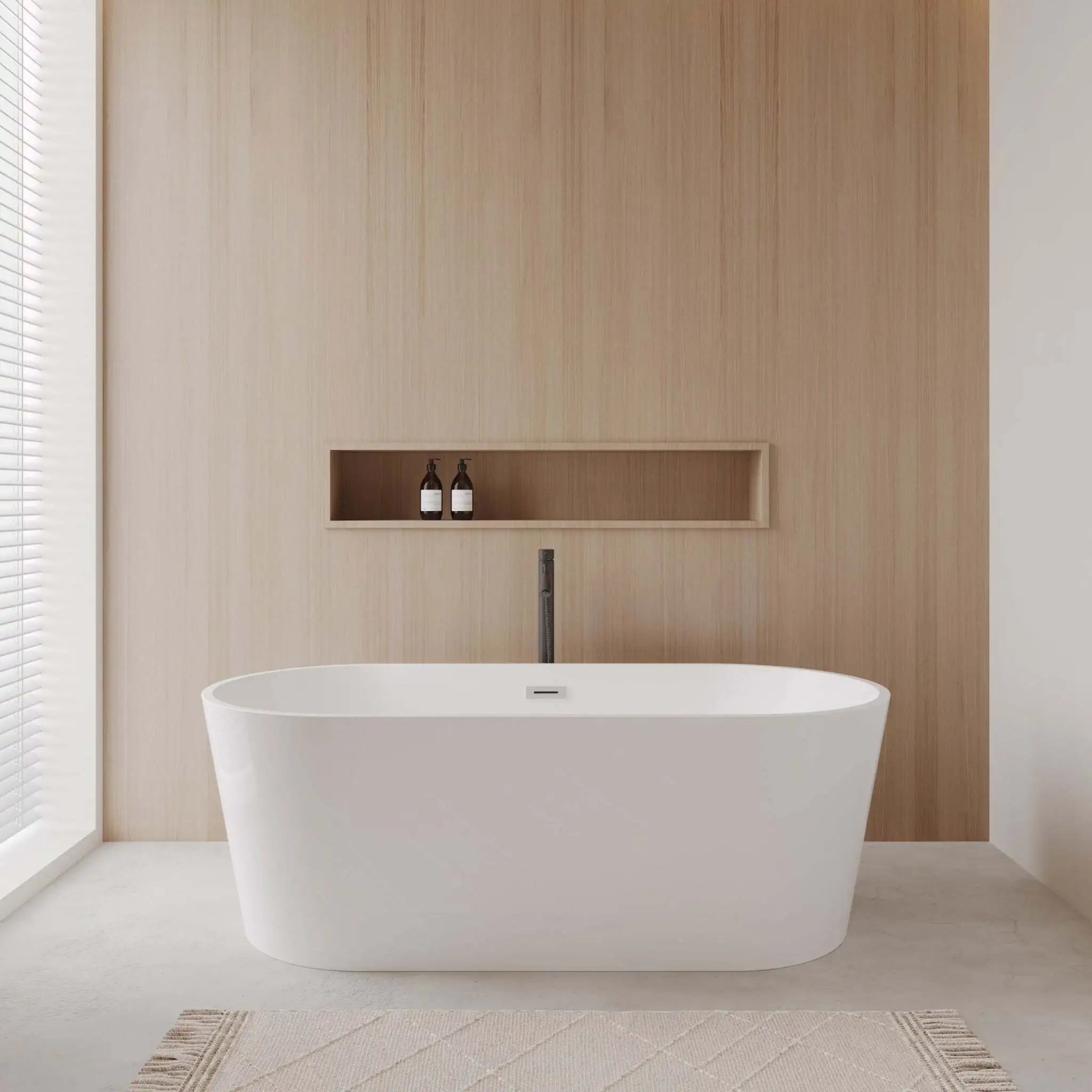 67" White Freestanding Bathtub with Polished Chrome Faucet - Carissa by Wyndham (WCOBT101267PCATPBK) image 1