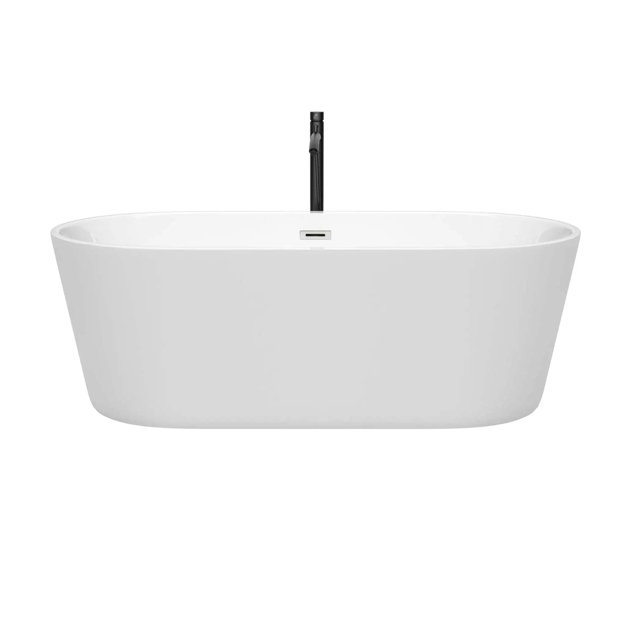 67" White Freestanding Bathtub with Polished Chrome Faucet - Carissa by Wyndham (WCOBT101267PCATPBK) image 2