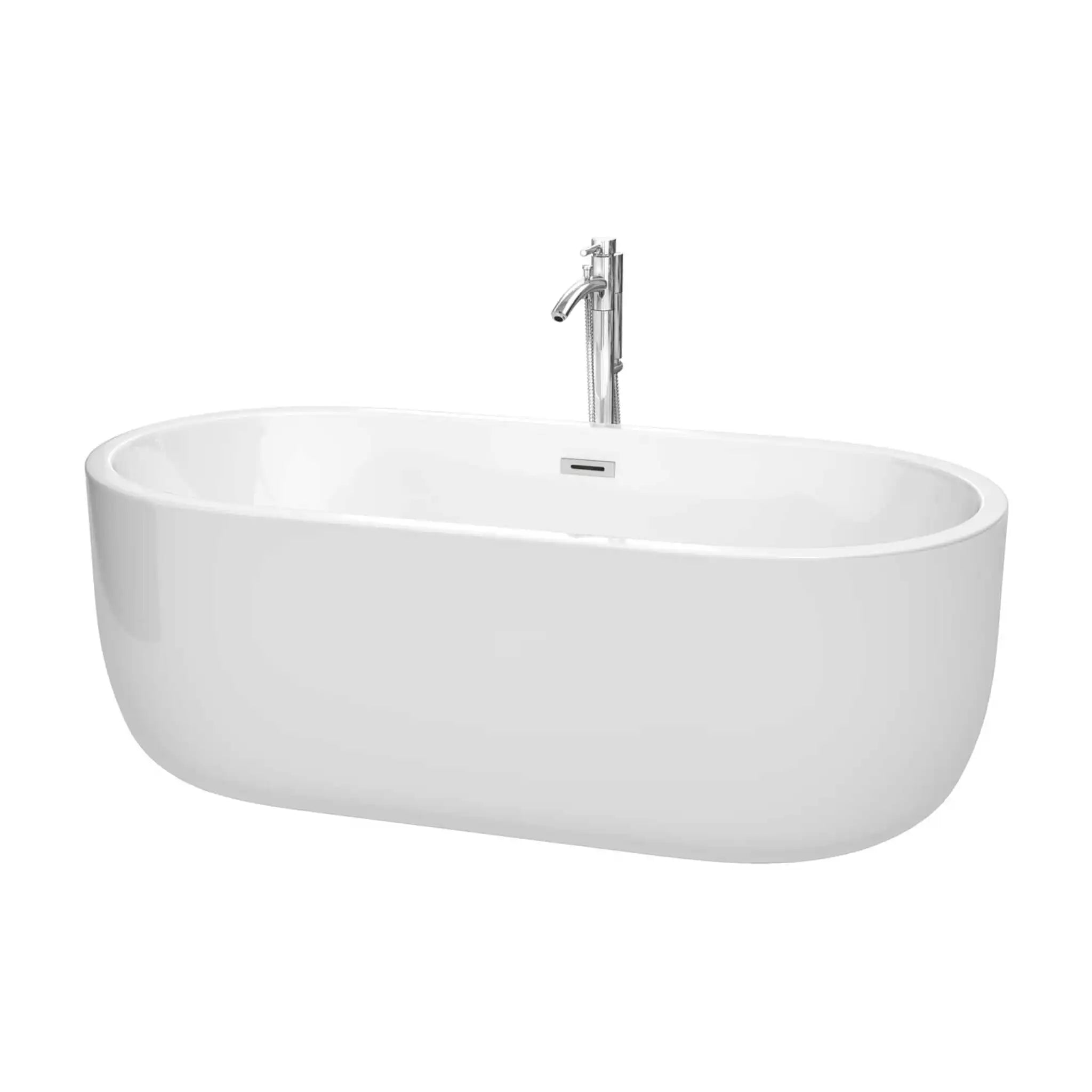 67" White Freestanding Bathtub with Polished Chrome Faucet - Juliette by Wyndham (WCOBT101367ATP11PC) image