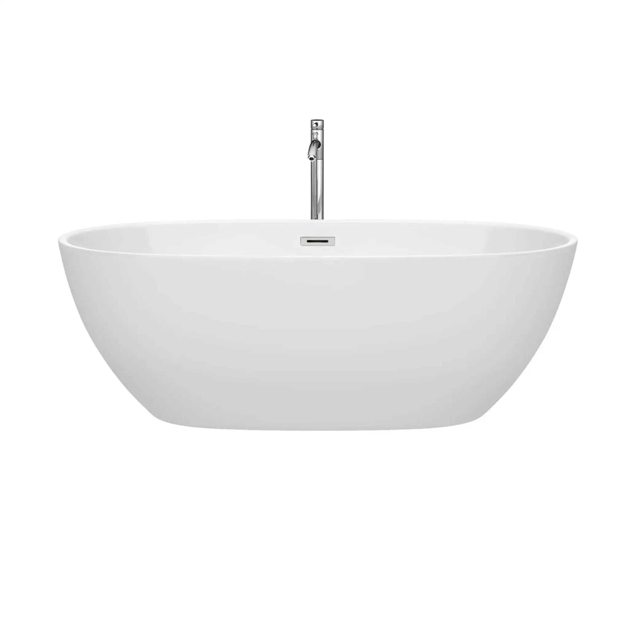 67" White Freestanding Bathtub with Polished Chrome Faucet - Juno by Wyndham (WCBTK156167ATP11PC) image 2