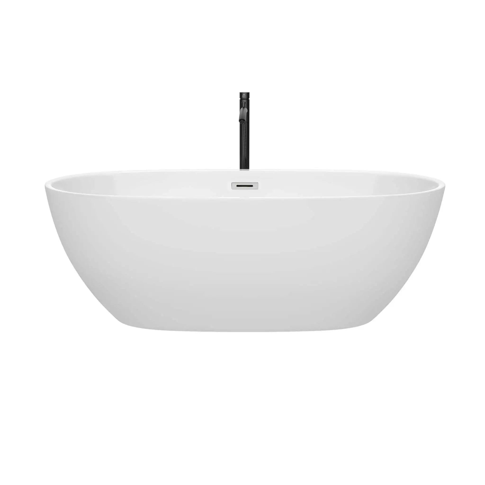 67" White Freestanding Bathtub with Polished Chrome Faucet - Juno by Wyndham (WCBTK156167PCATPBK) image 2