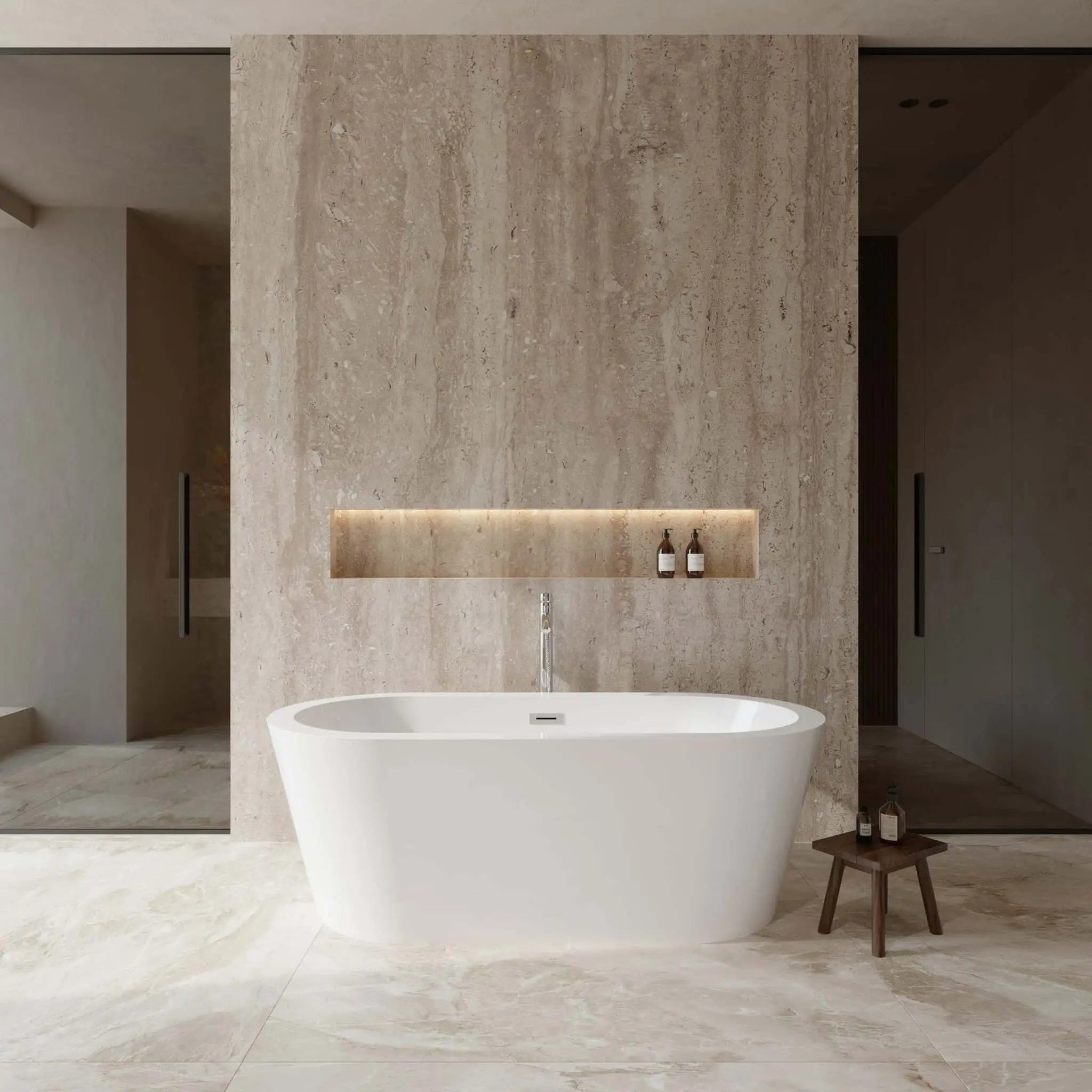 67" White Freestanding Bathtub with Polished Chrome Faucet - Mermaid by Wyndham (WCOBT100367ATP11PC) image 1