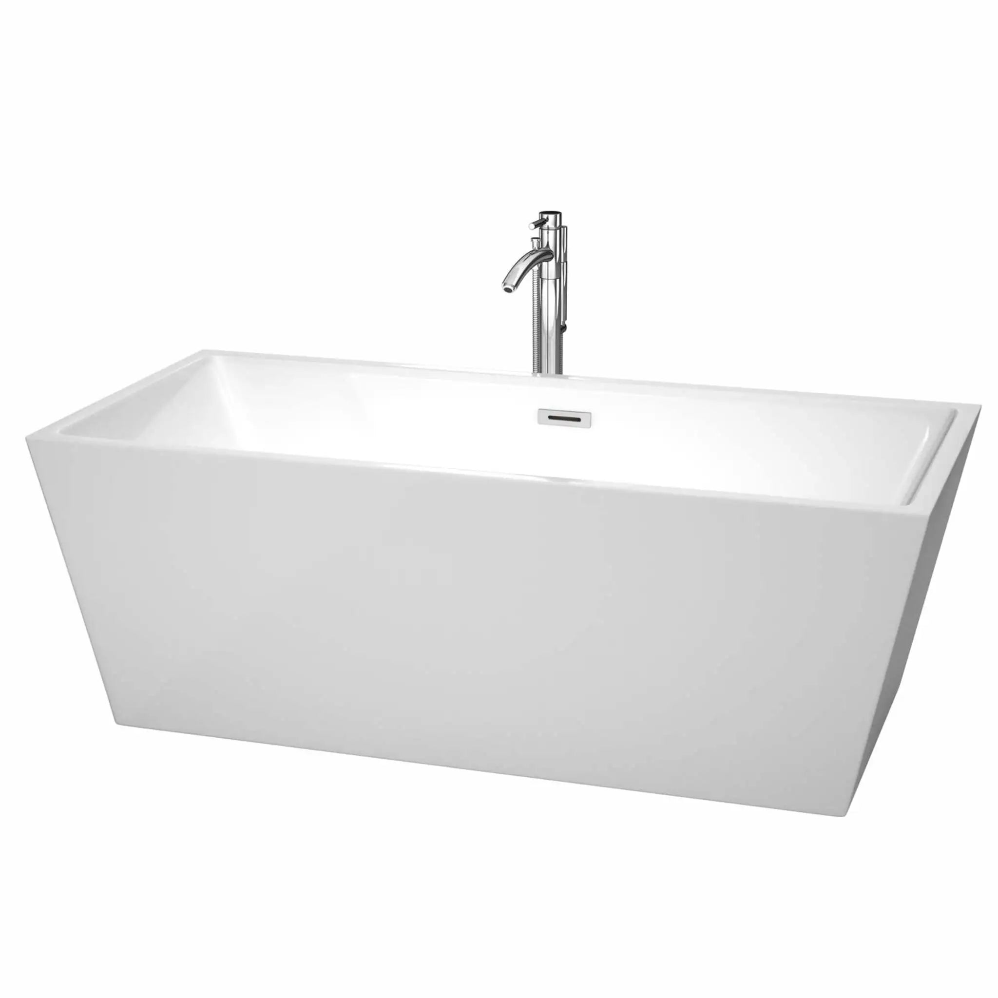 67" White Freestanding Bathtub with Polished Chrome Faucet - Sara by Wyndham (WCBTK151467ATP11PC) image