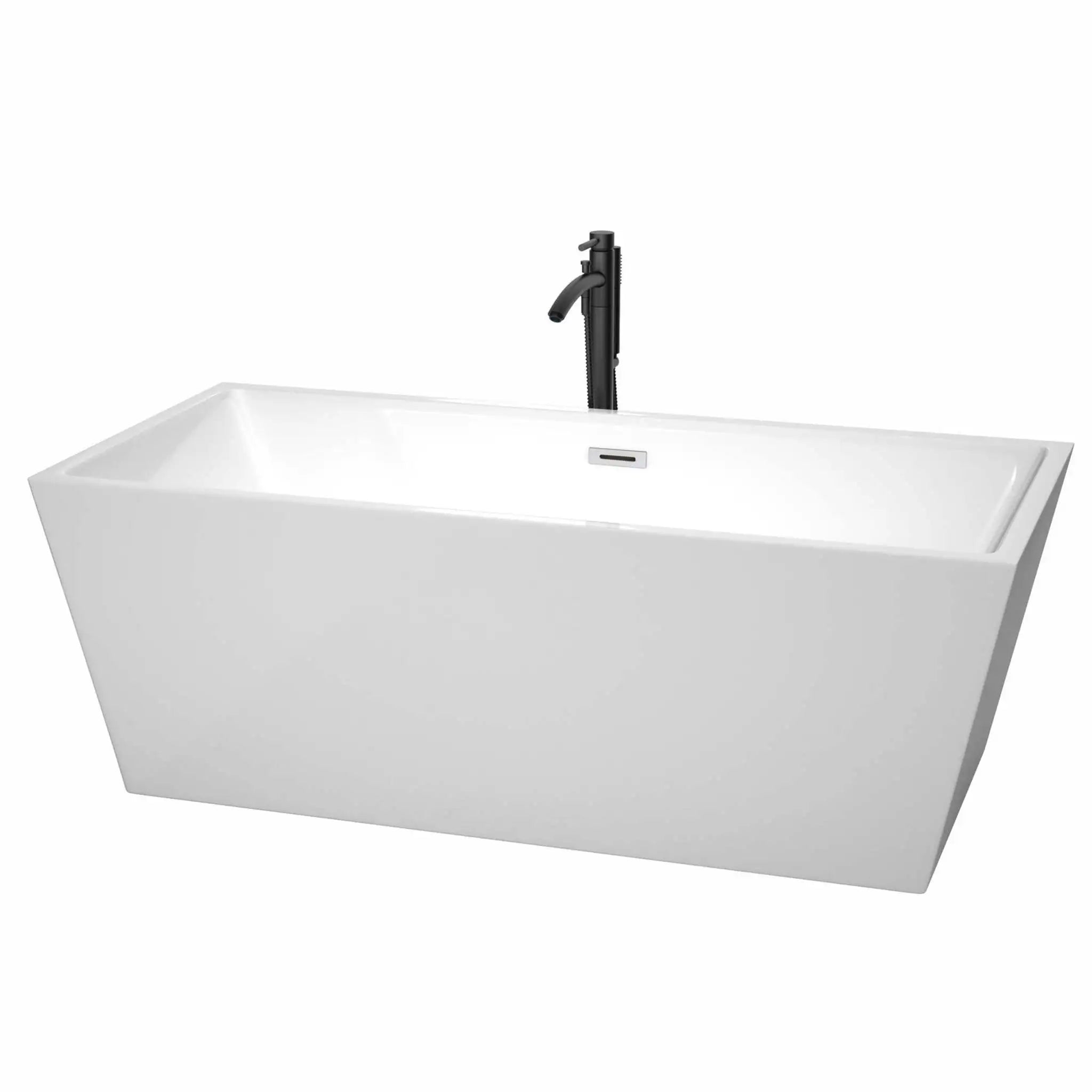 67" White Freestanding Bathtub with Polished Chrome Faucet - Sara by Wyndham (WCBTK151467PCATPBK) image