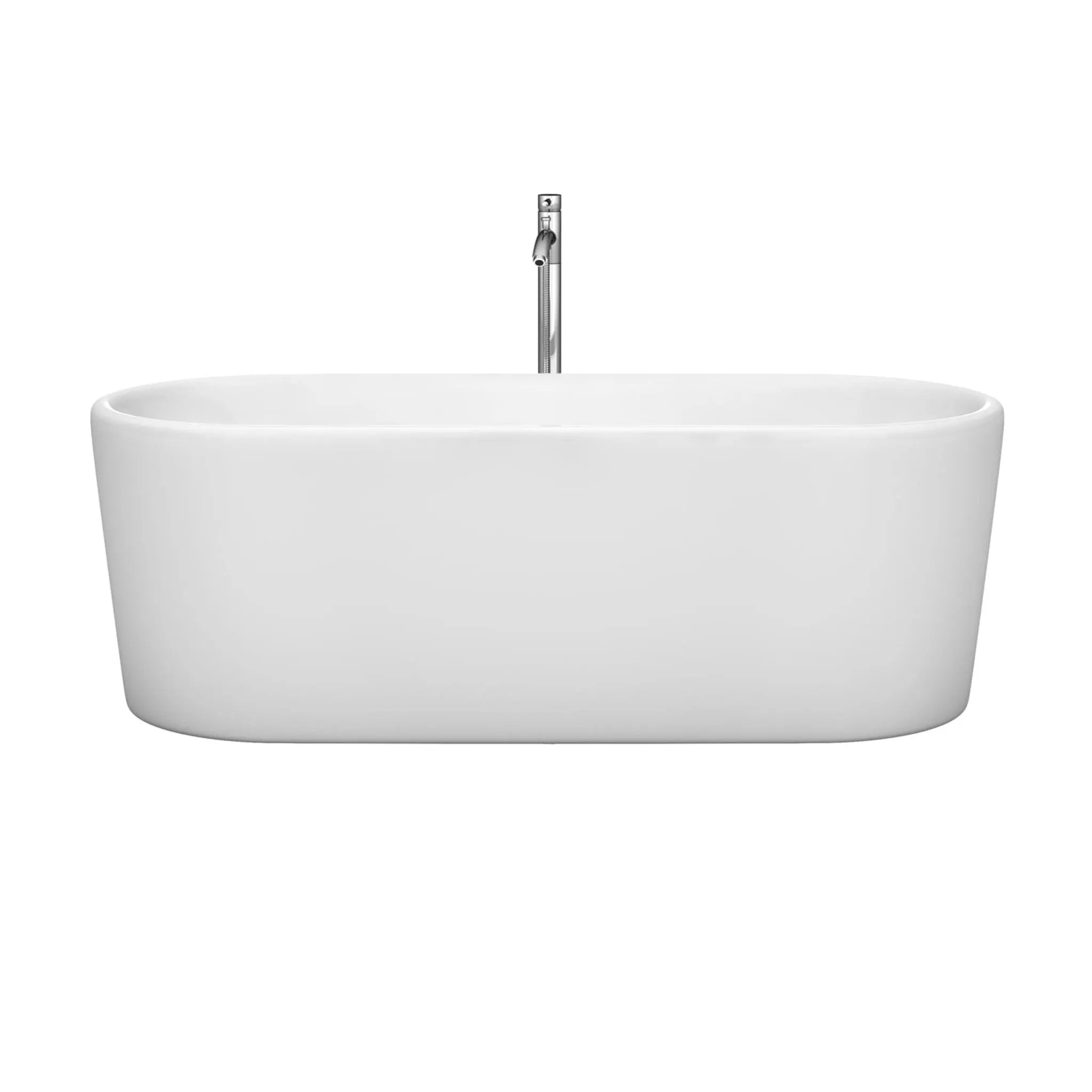 67" White Freestanding Bathtub with Polished Chrome Faucet - Ursula by Wyndham (WCBTK151167ATP11PC) image 2