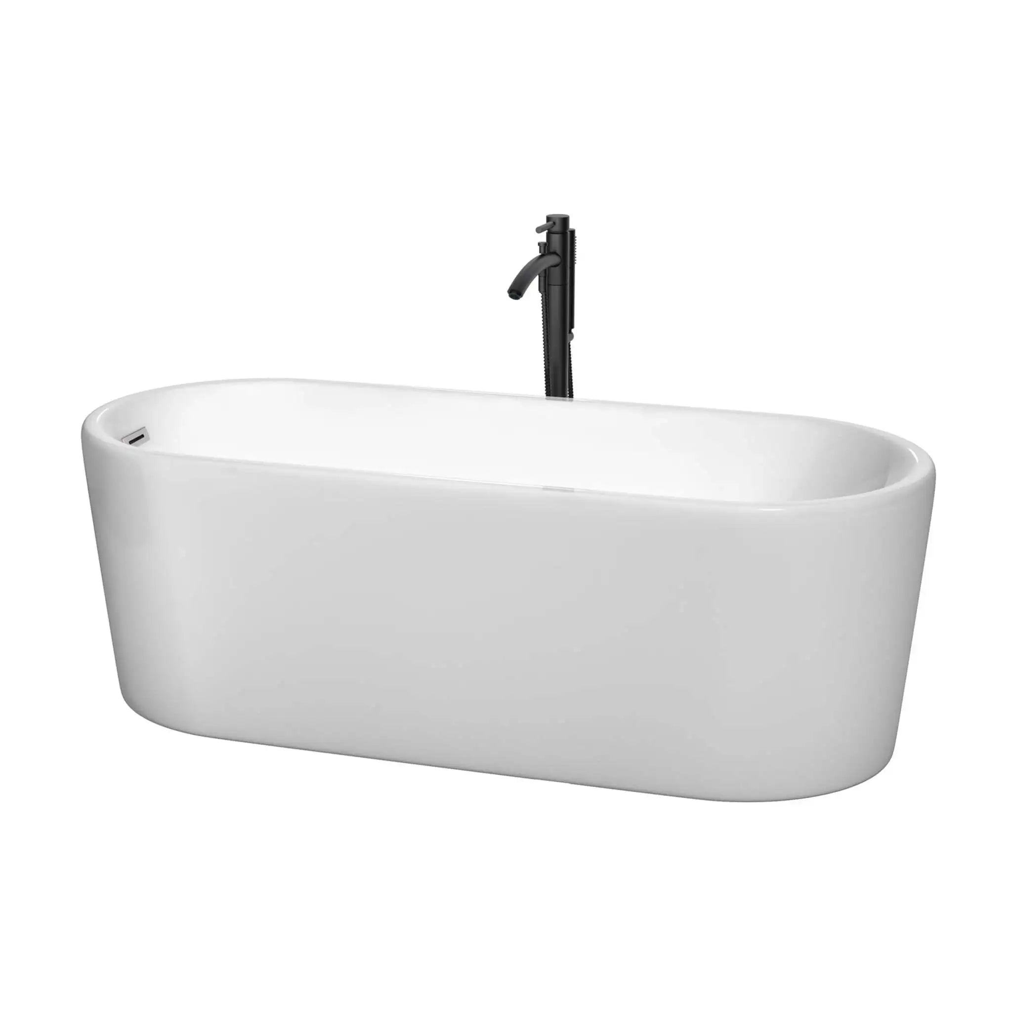67" White Freestanding Bathtub with Polished Chrome Faucet - Ursula by Wyndham (WCBTK151167PCATPBK) image
