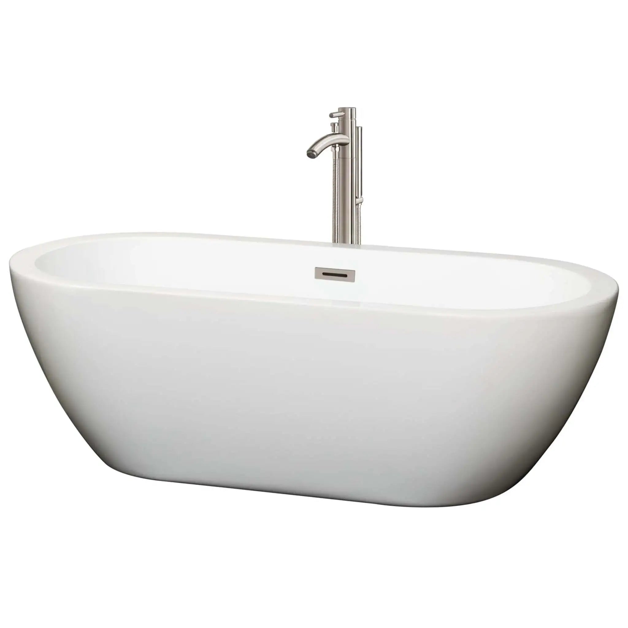68" White Freestanding Bathtub with Brushed Nickel Faucet - Soho by Wyndham (WCOBT100268ATP11BN) image
