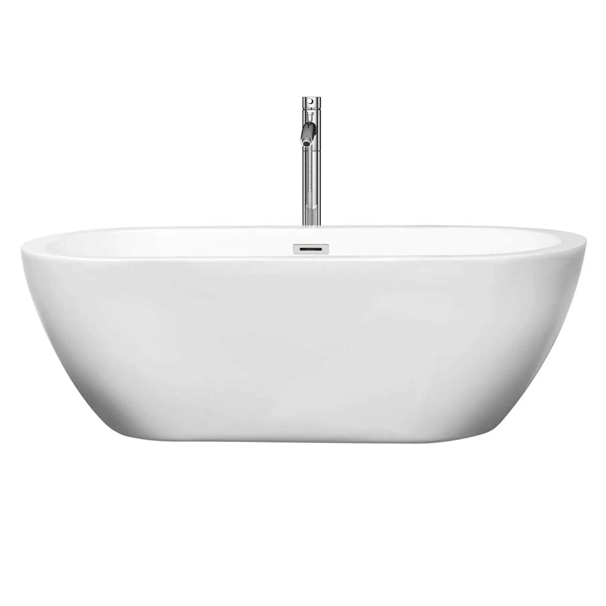 68" White Freestanding Bathtub with Polished Chrome Faucet - Soho by Wyndham (WCOBT100268ATP11PC) image 2
