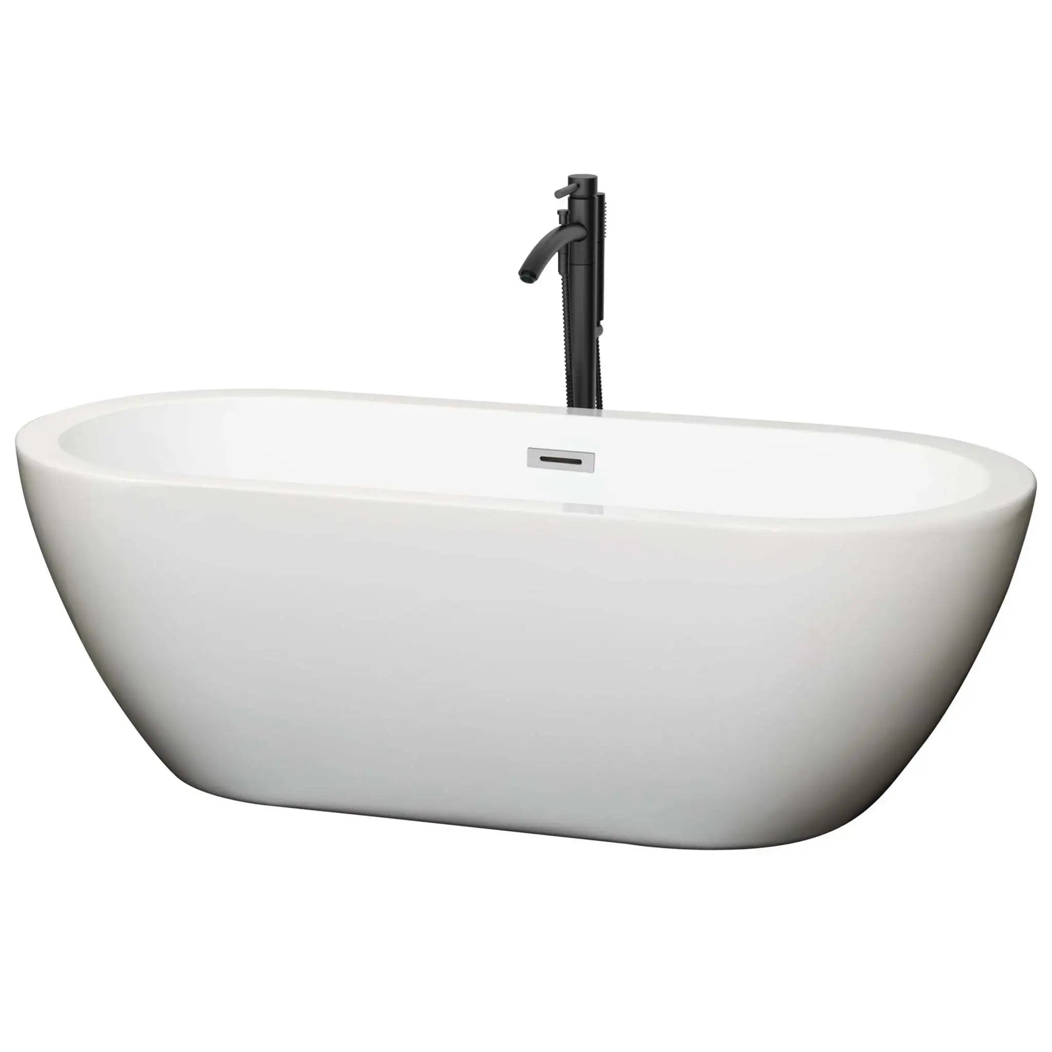 68" White Freestanding Bathtub with Polished Chrome Faucet - Soho by Wyndham (WCOBT100268PCATPBK) image