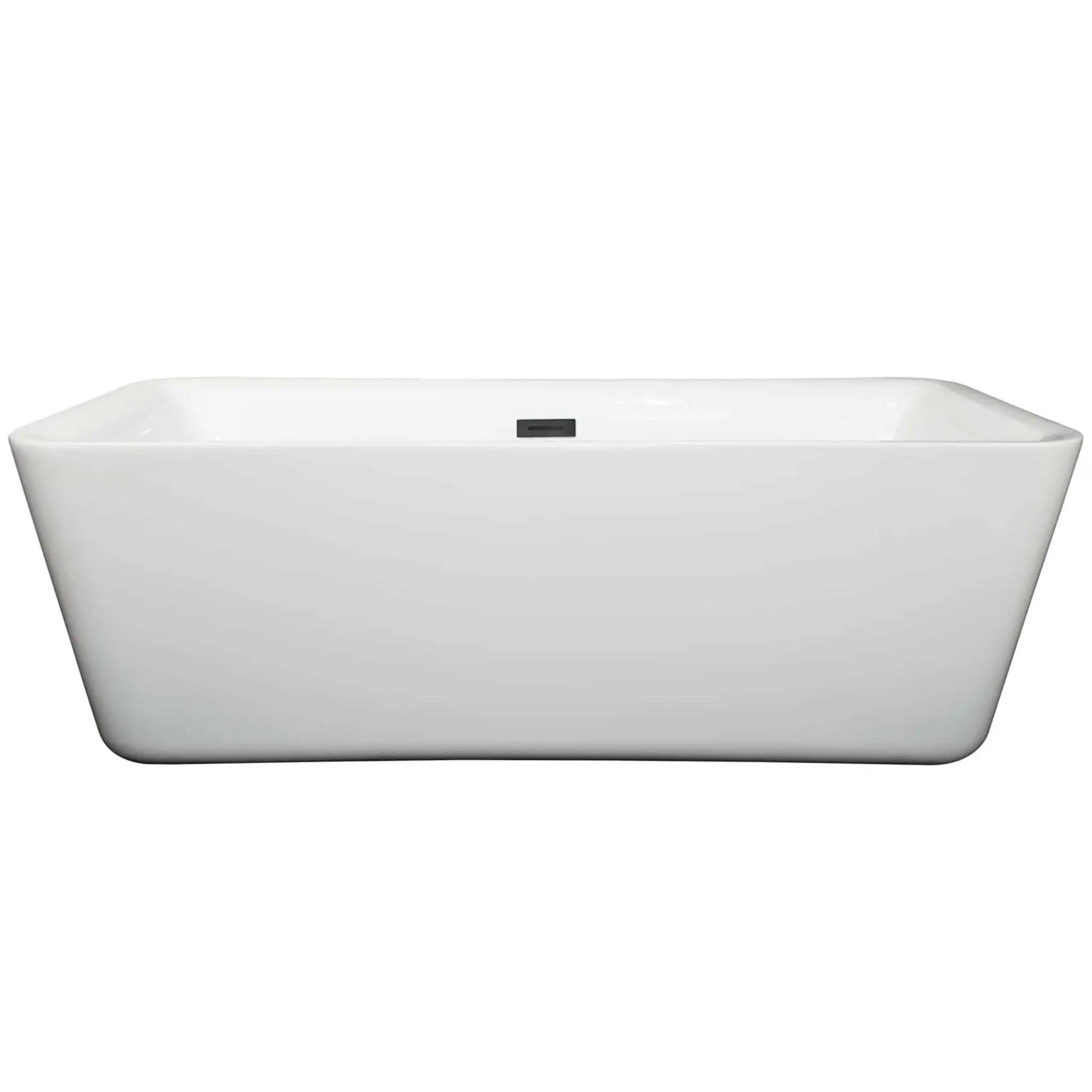 69" White Freestanding Bathtub, Matte Black Trim - Emily by Wyndham (WCOBT100169MBTRIM) image 2