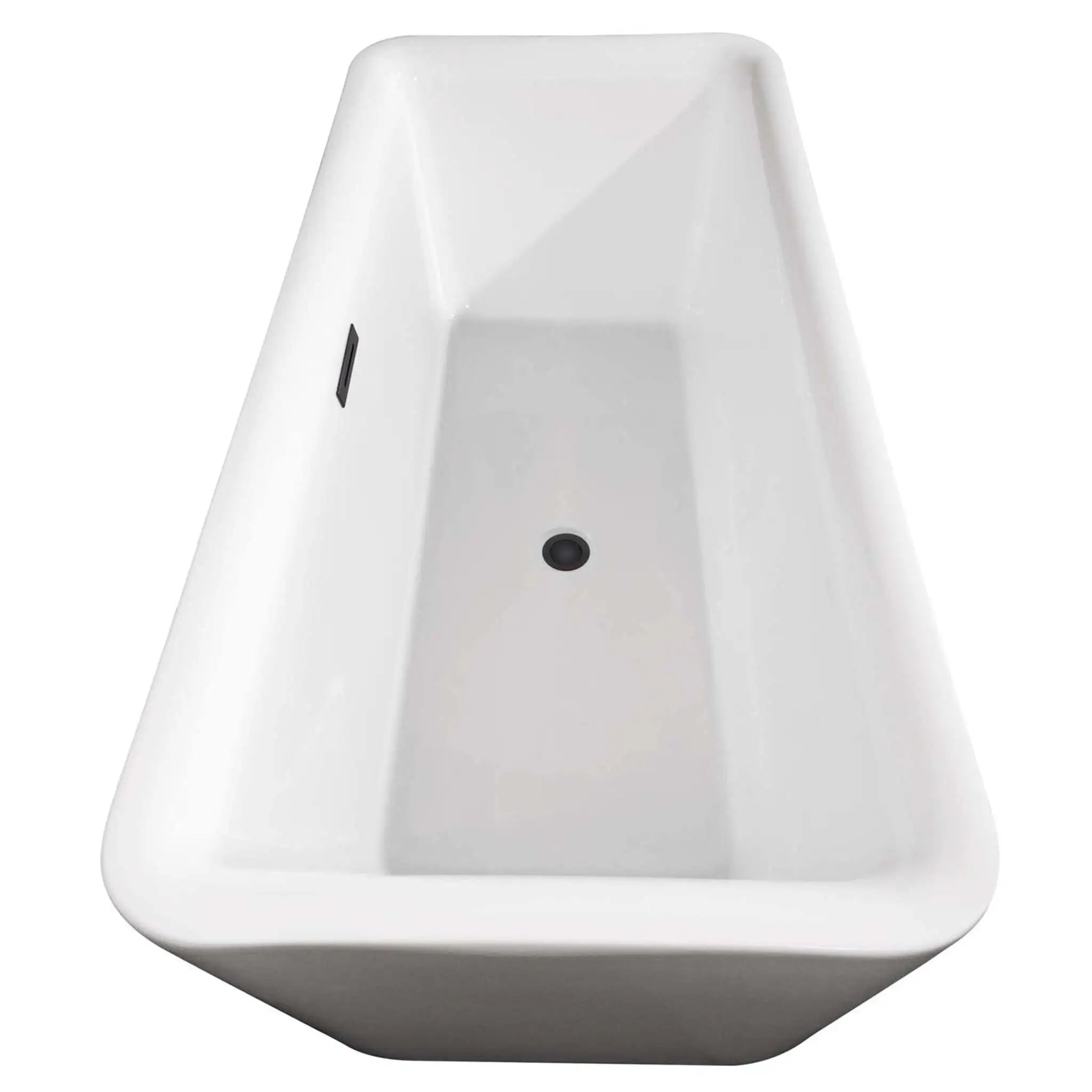 69" White Freestanding Bathtub, Matte Black Trim - Emily by Wyndham (WCOBT100169MBTRIM) image 3