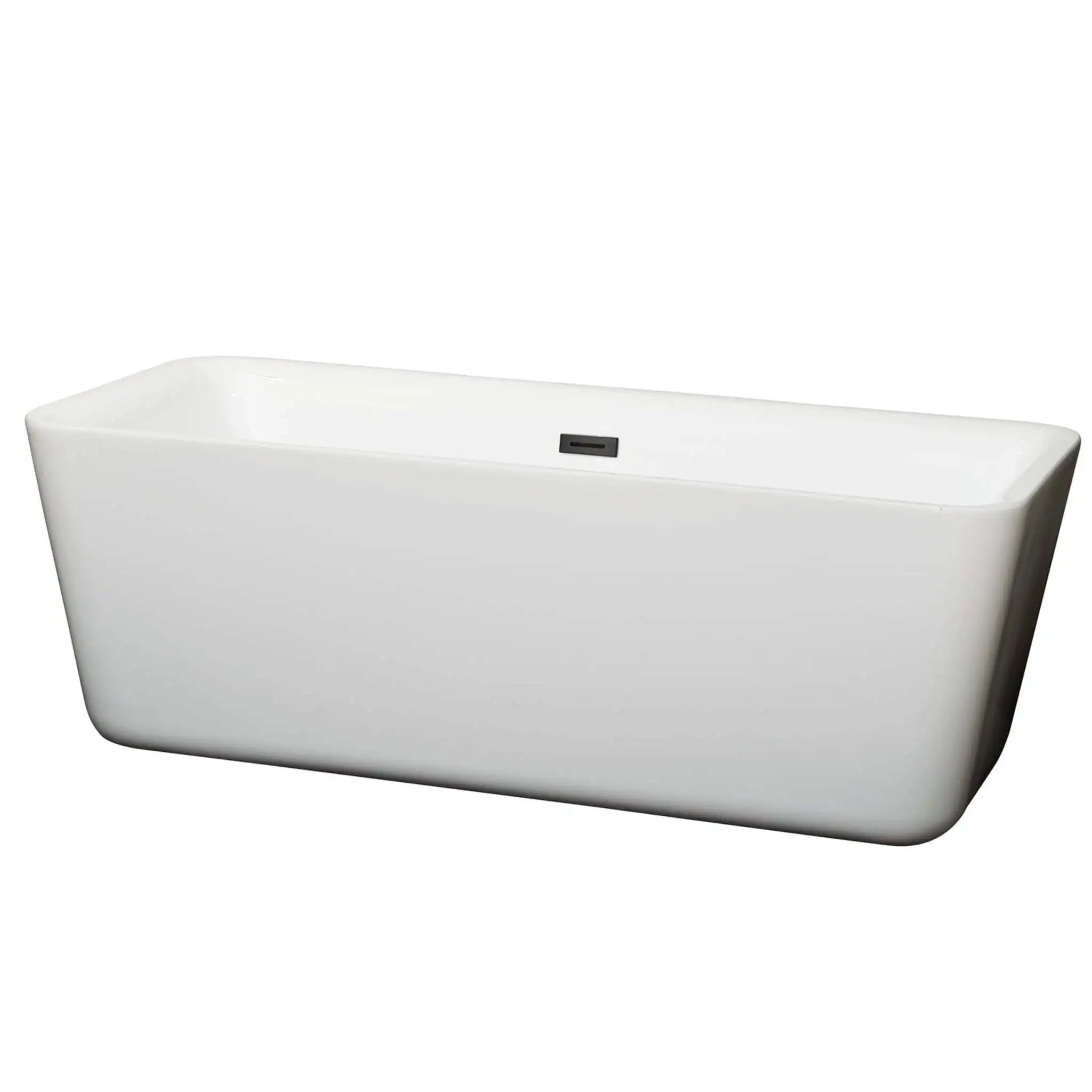 69" White Freestanding Bathtub, Matte Black Trim - Emily by Wyndham (WCOBT100169MBTRIM) image
