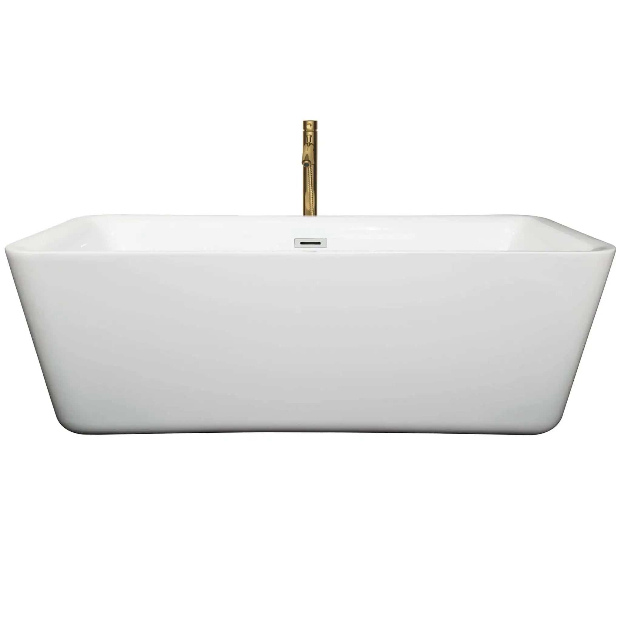 69" White Freestanding Bathtub with Brushed Gold Faucet - Emily by Wyndham (WCOBT100169PCATPGD) image 2
