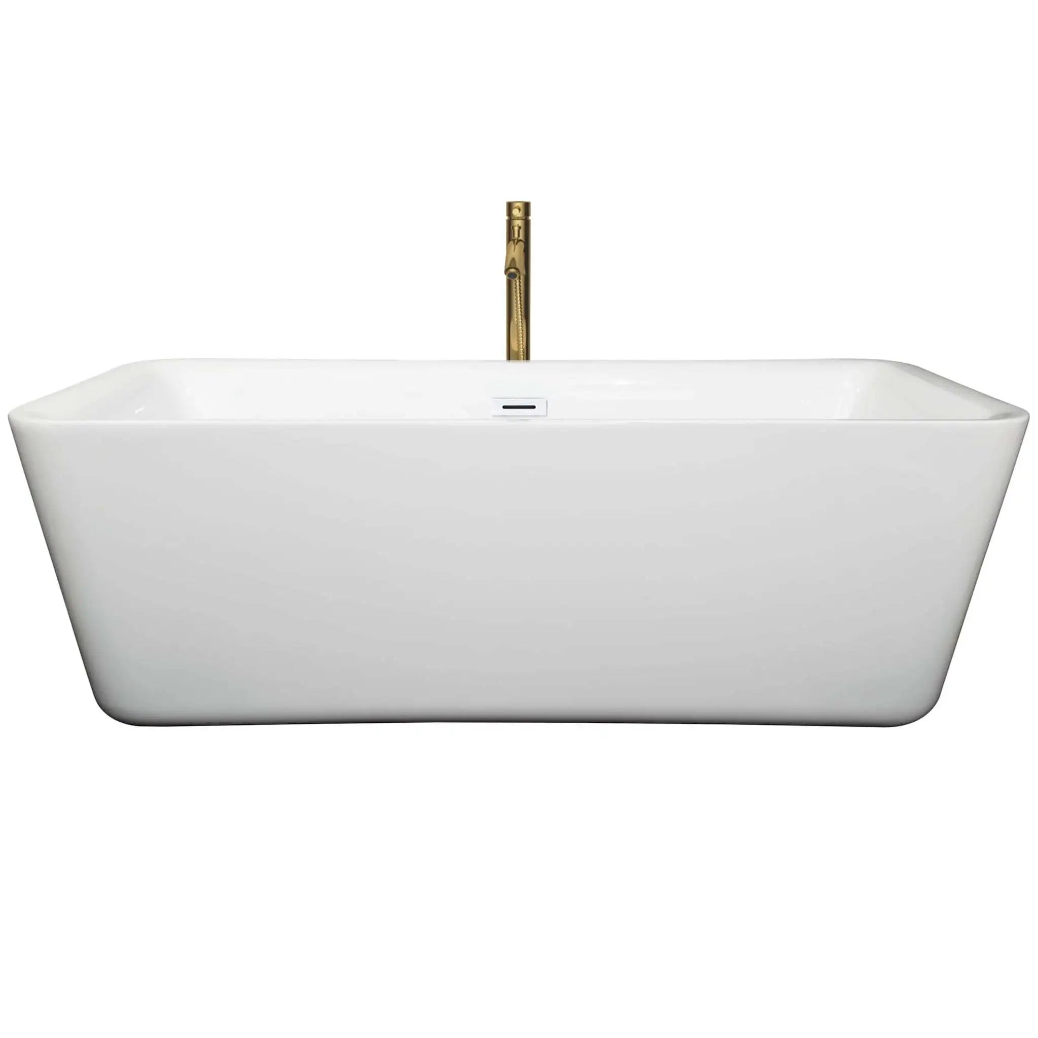 69" White Freestanding Bathtub with Brushed Gold Faucet - Emily by Wyndham (WCOBT100169SWATPGD) image 2