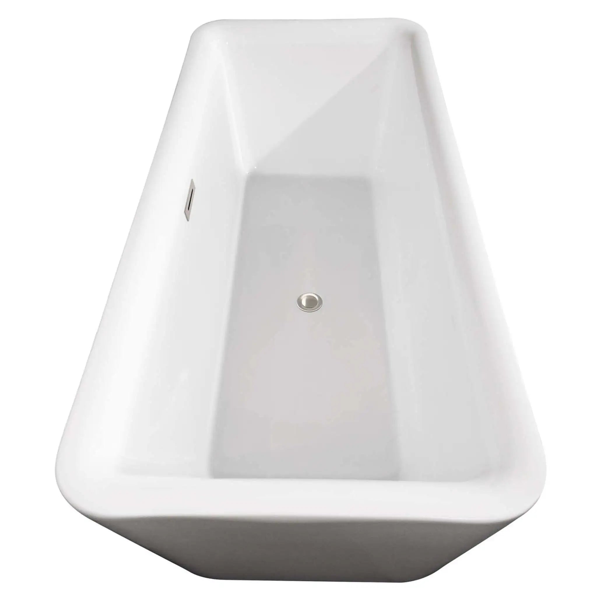 69" White Freestanding Bathtub with Brushed Nickel Faucet - Emily by Wyndham (WCOBT100169ATP11BN) image 3