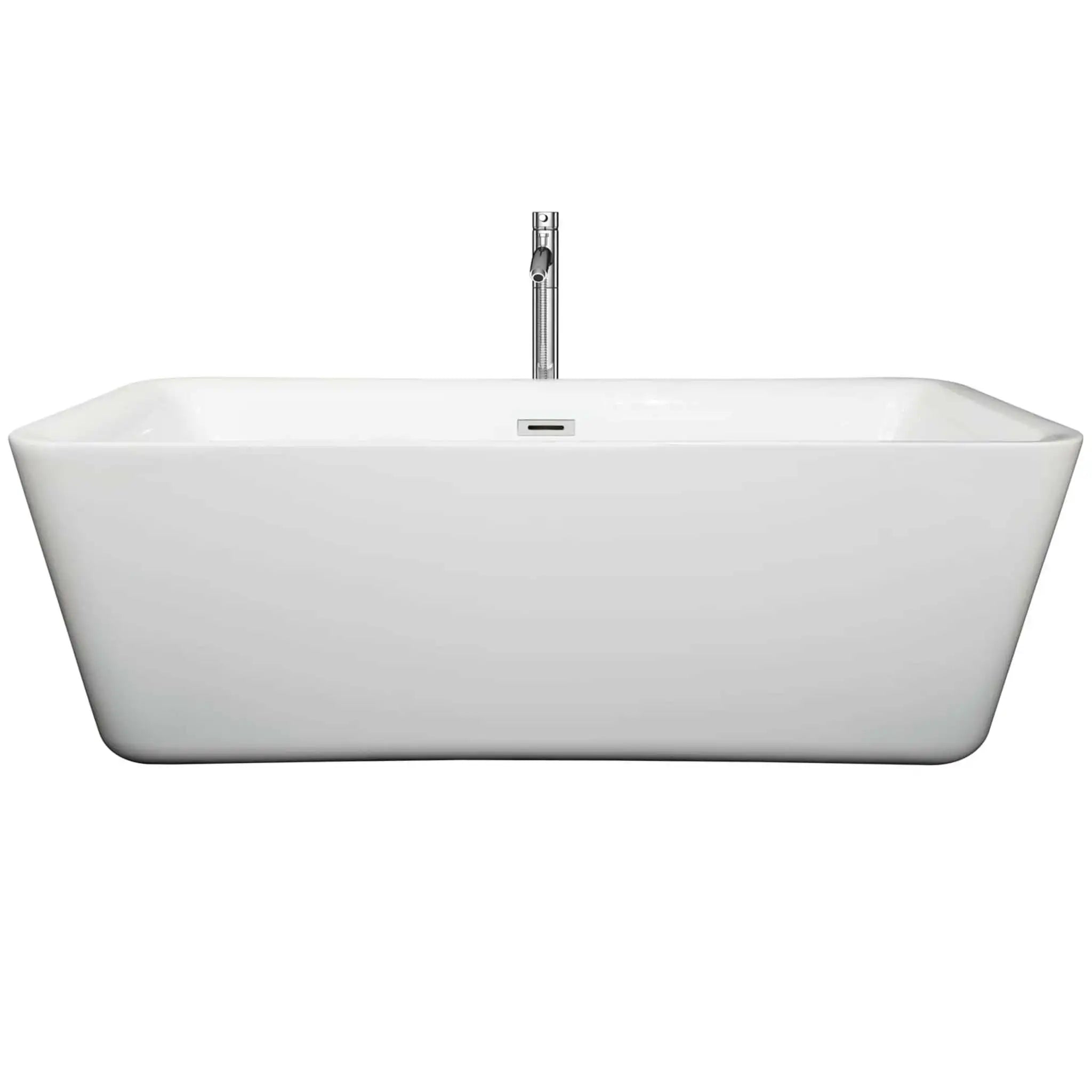 69" White Freestanding Bathtub with Polished Chrome Faucet - Emily by Wyndham (WCOBT100169ATP11PC) image 2