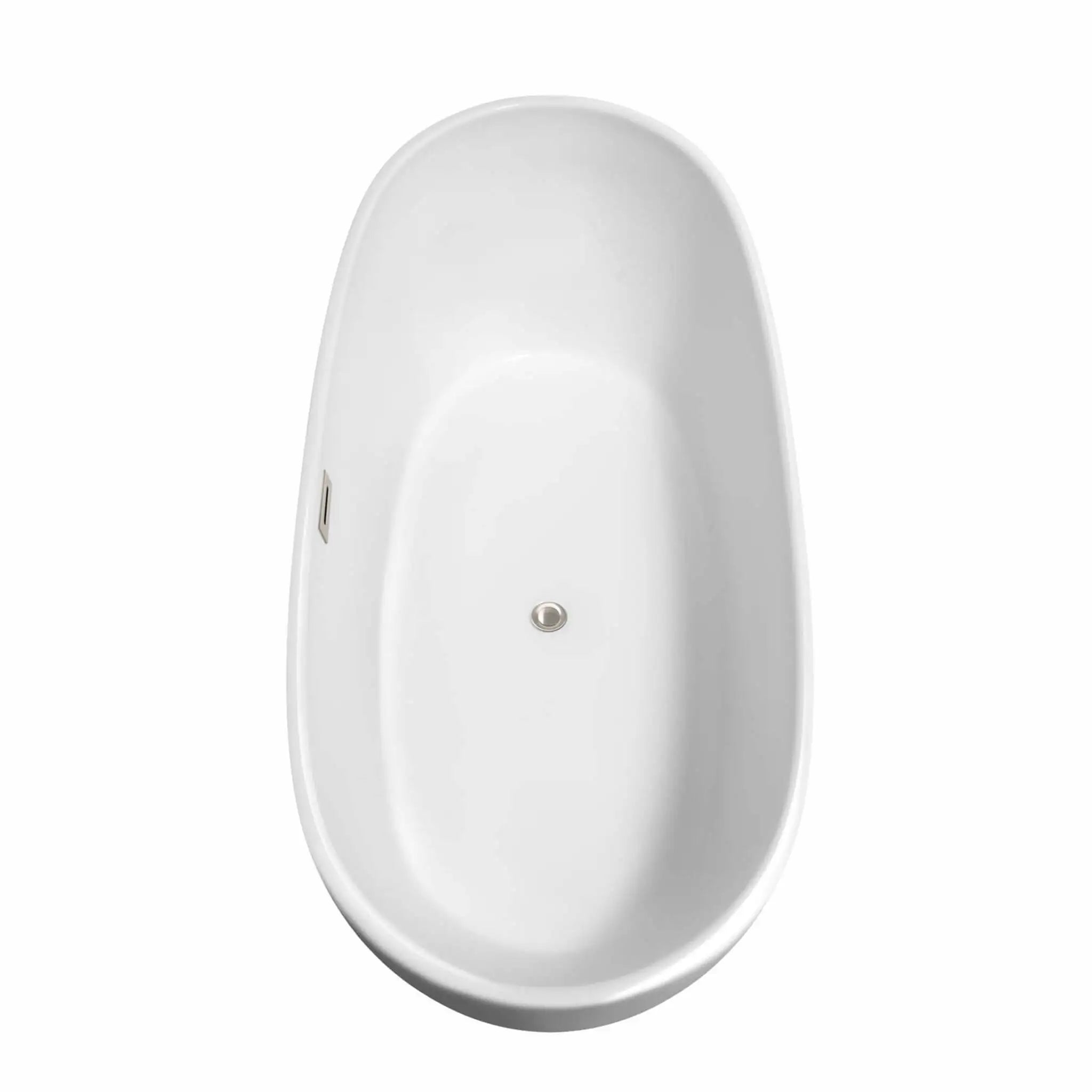 70" White Freestanding Bathtub, Brushed Nickel Trim - Rebecca by Wyndham (WCOBT101470BNTRIM) image 4