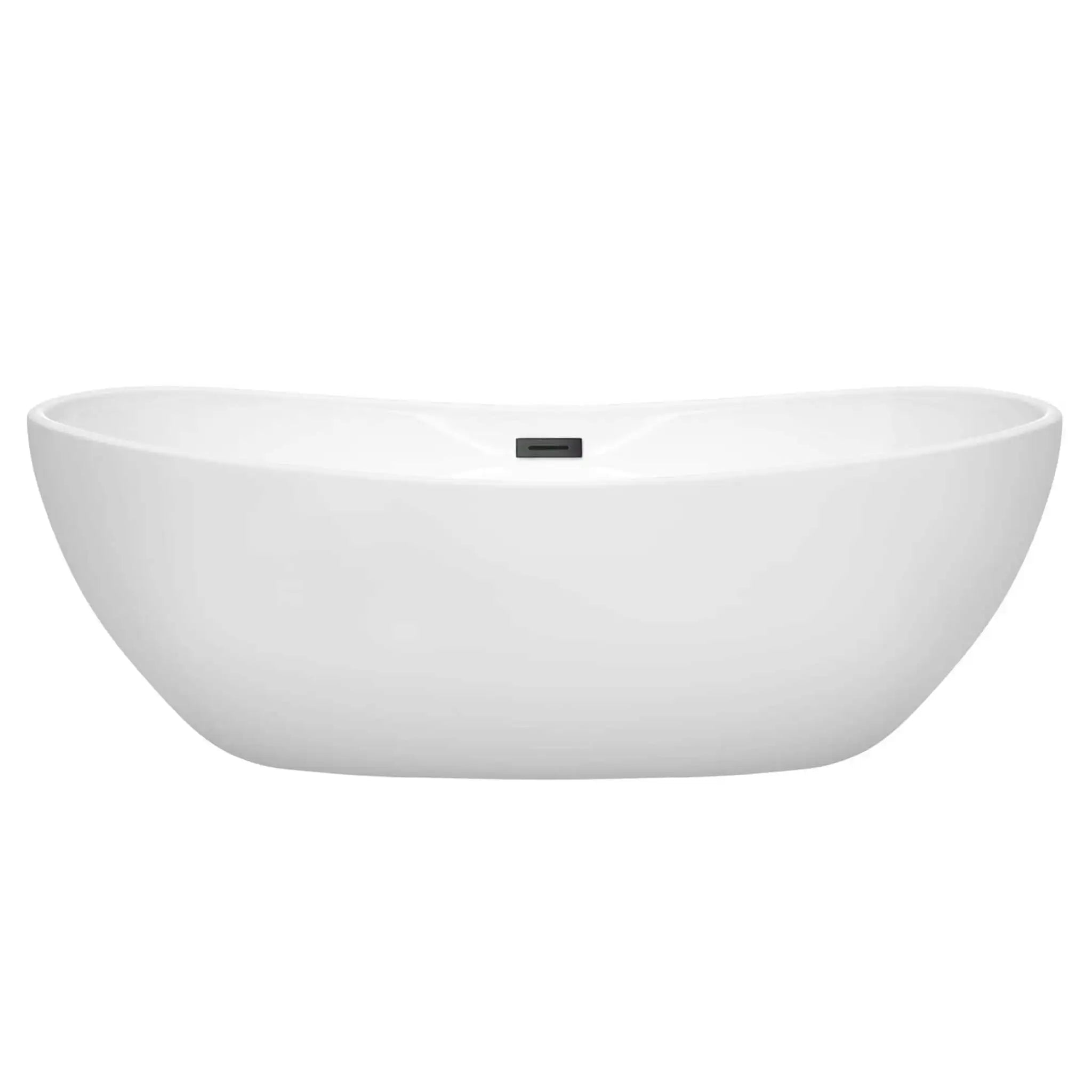 70" White Freestanding Bathtub, Matte Black Trim - Rebecca by Wyndham (WCOBT101470MBTRIM) image 2