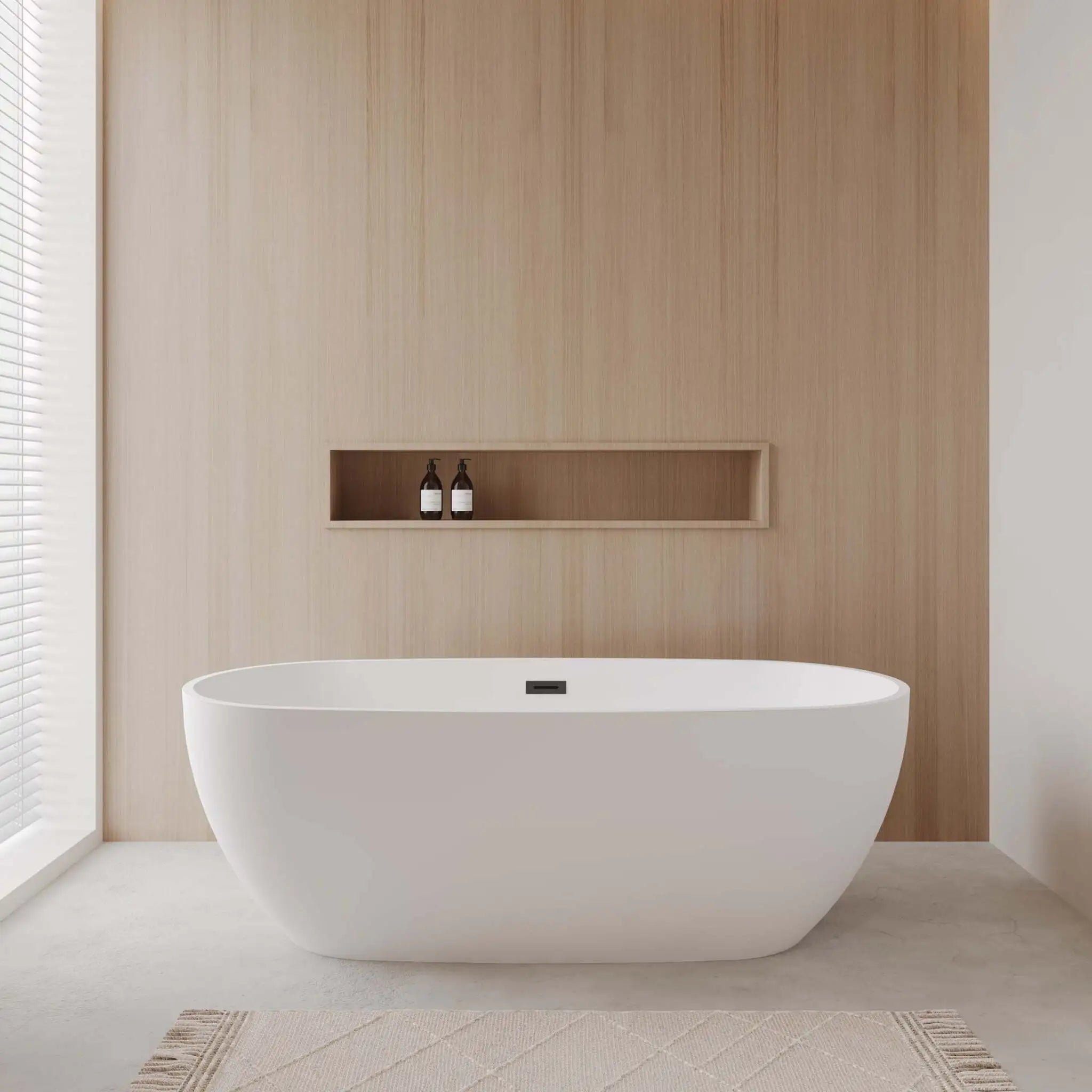 71" Matte White Freestanding Bathtub, Matte Black Trim - Juno by Wyndham (WCBTE306171MWMBTRIM) image 1