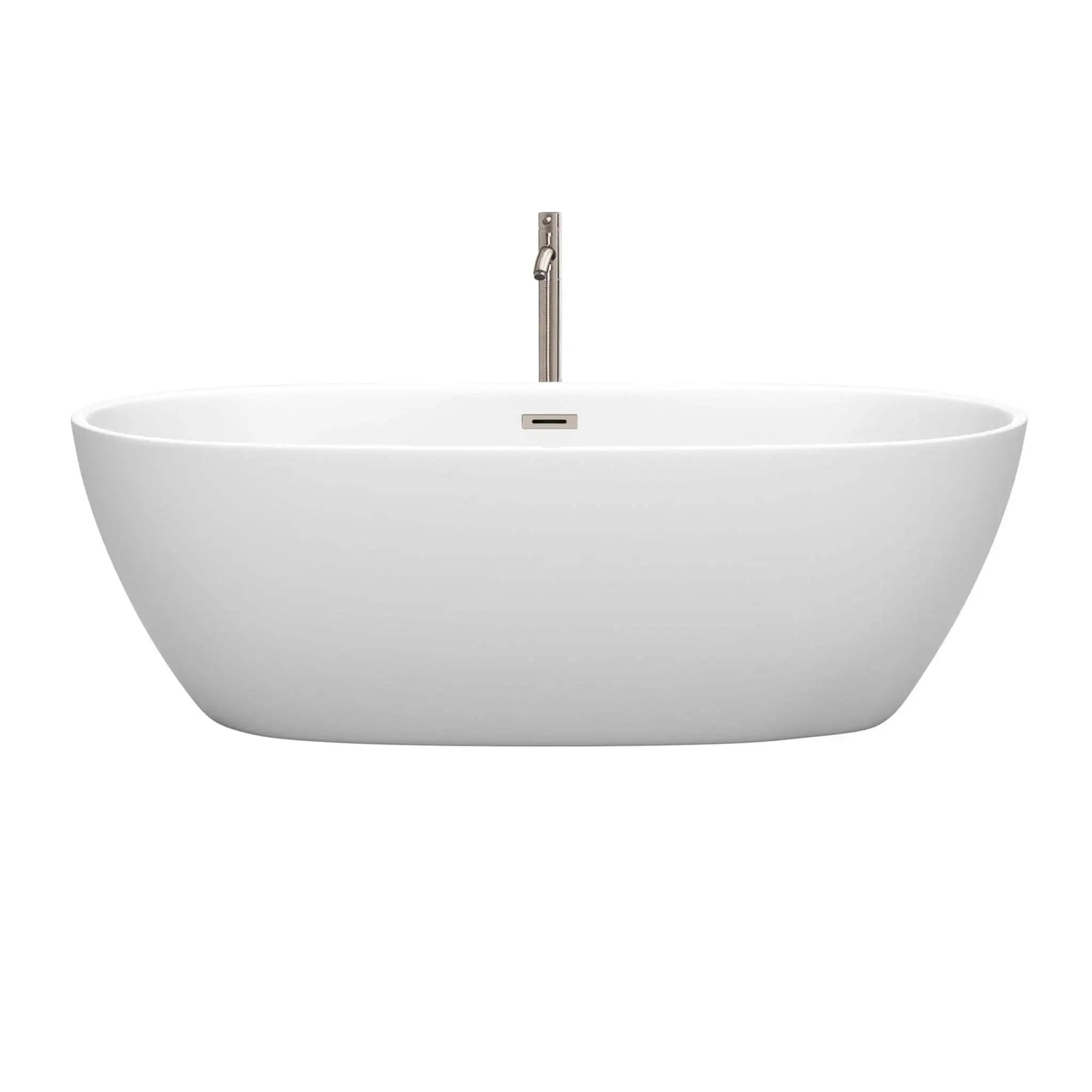 71" Matte White Freestanding Bathtub with Brushed Nickel - Juno by Wyndham (WCBTE306171MWATP11BN) image 2