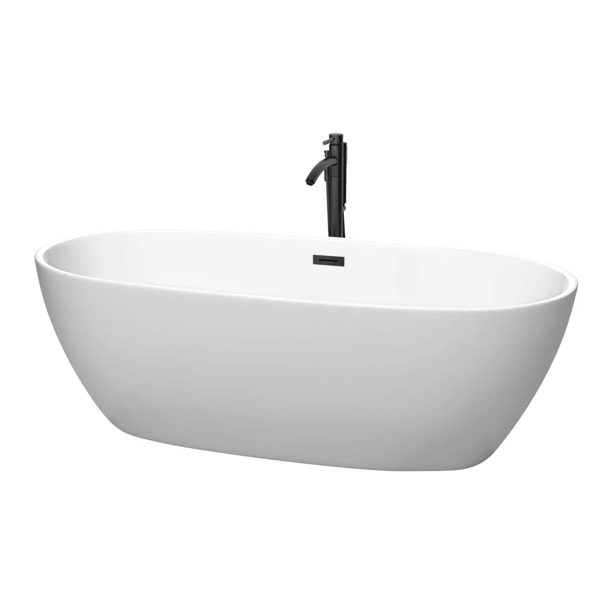 71" Matte White Freestanding Bathtub with Matte Black Faucet - Juno by Wyndham (WCBTE306171MWMBATPBK) image
