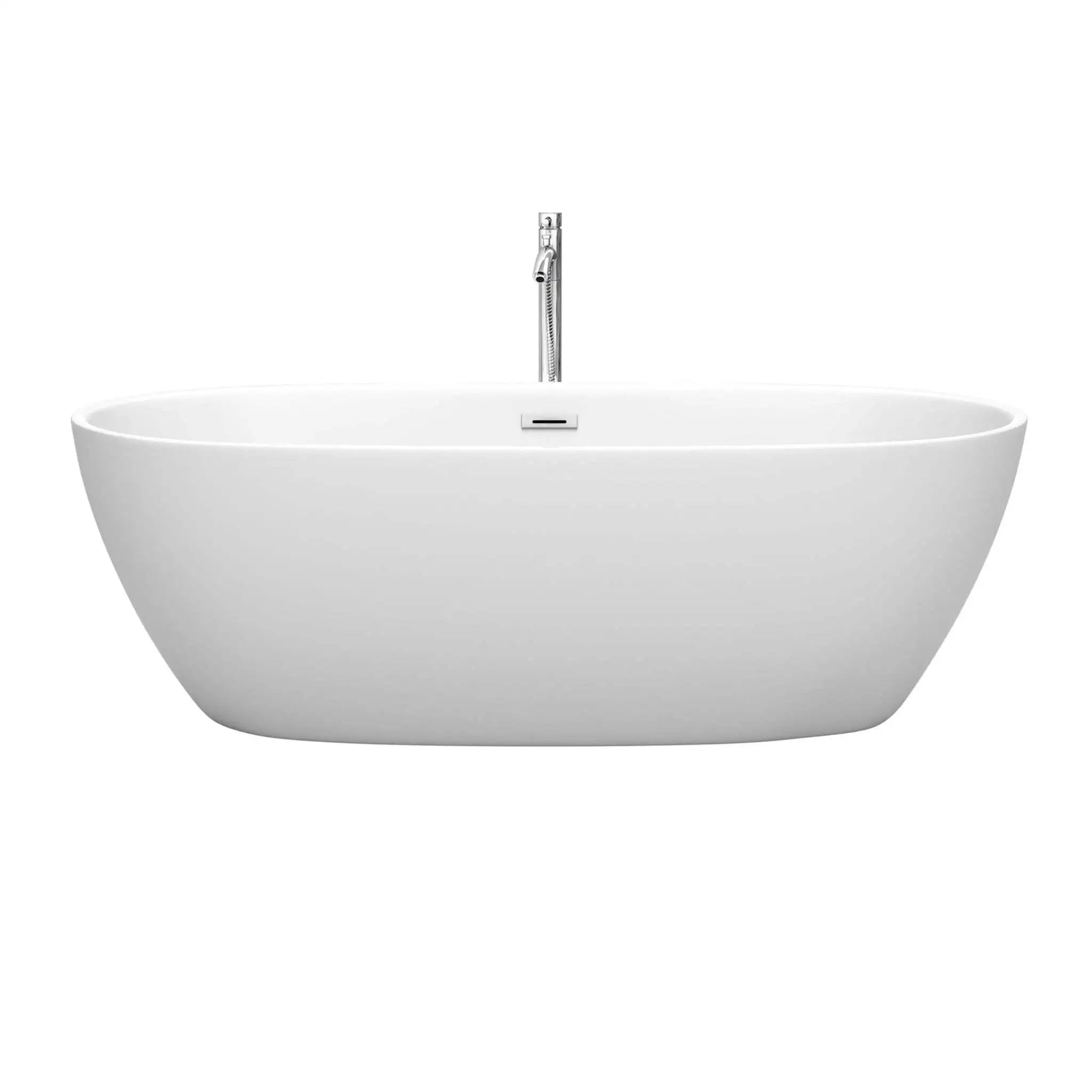 71" Matte White Freestanding Bathtub with Polished Chrome - Juno by Wyndham (WCBTE306171MWATP11PC) image 2